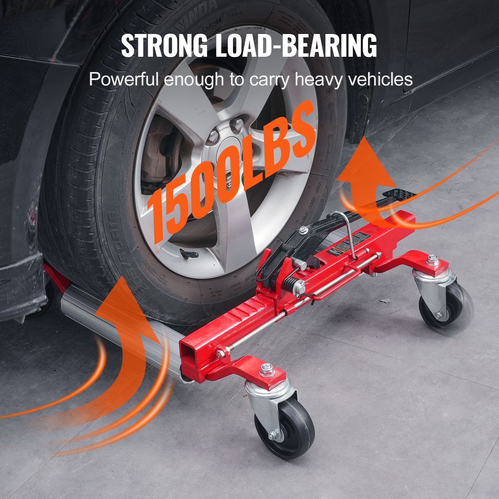1500lb Wheel Dolly Car Positioning Jack Dolly with 360° Swivel Casters