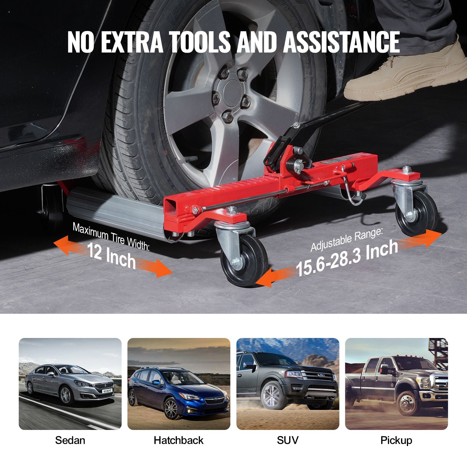 1500lb Wheel Dolly Car Positioning Jack Dolly with 360° Swivel Casters
