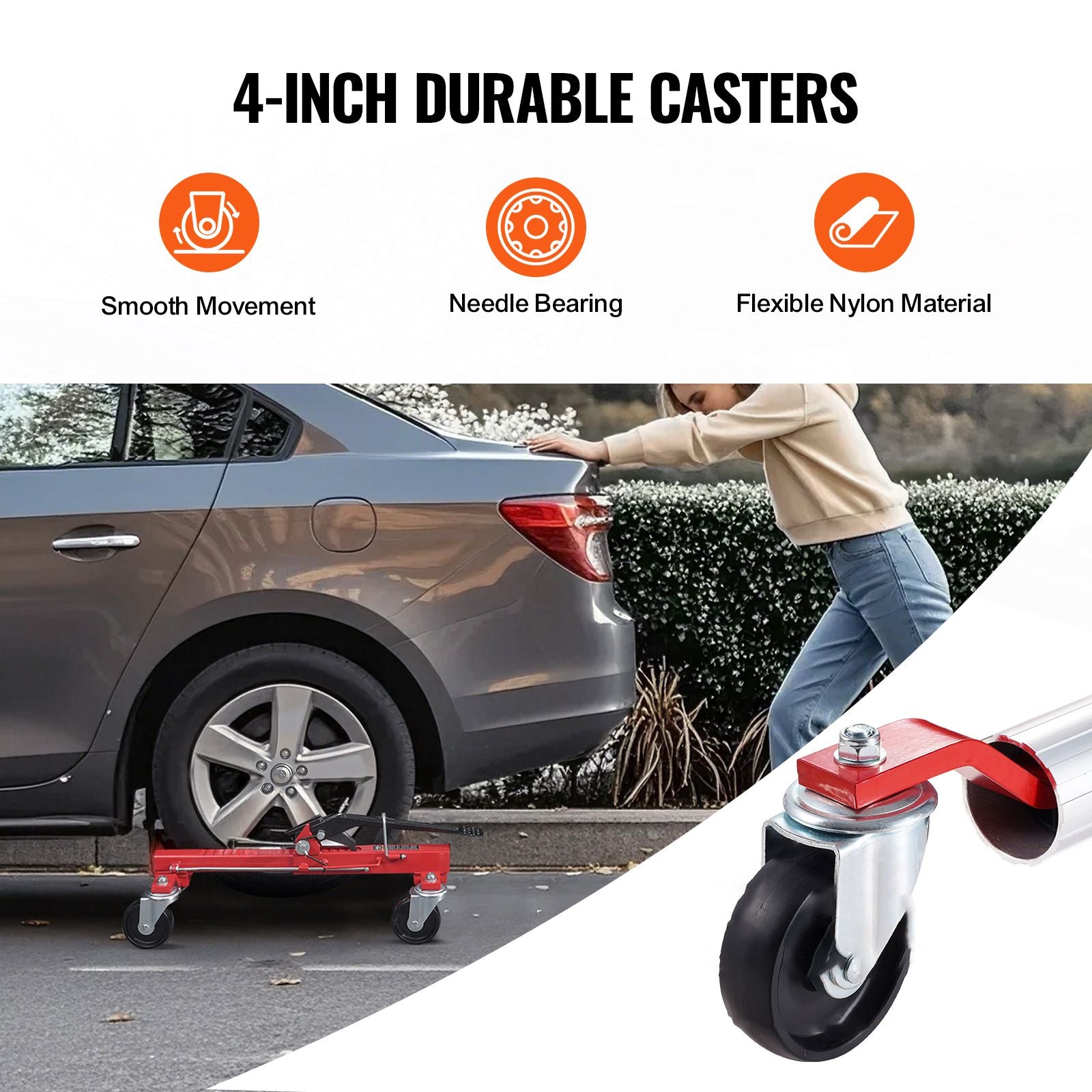 1500lb Wheel Dolly Car Positioning Jack Dolly with 360° Swivel Casters