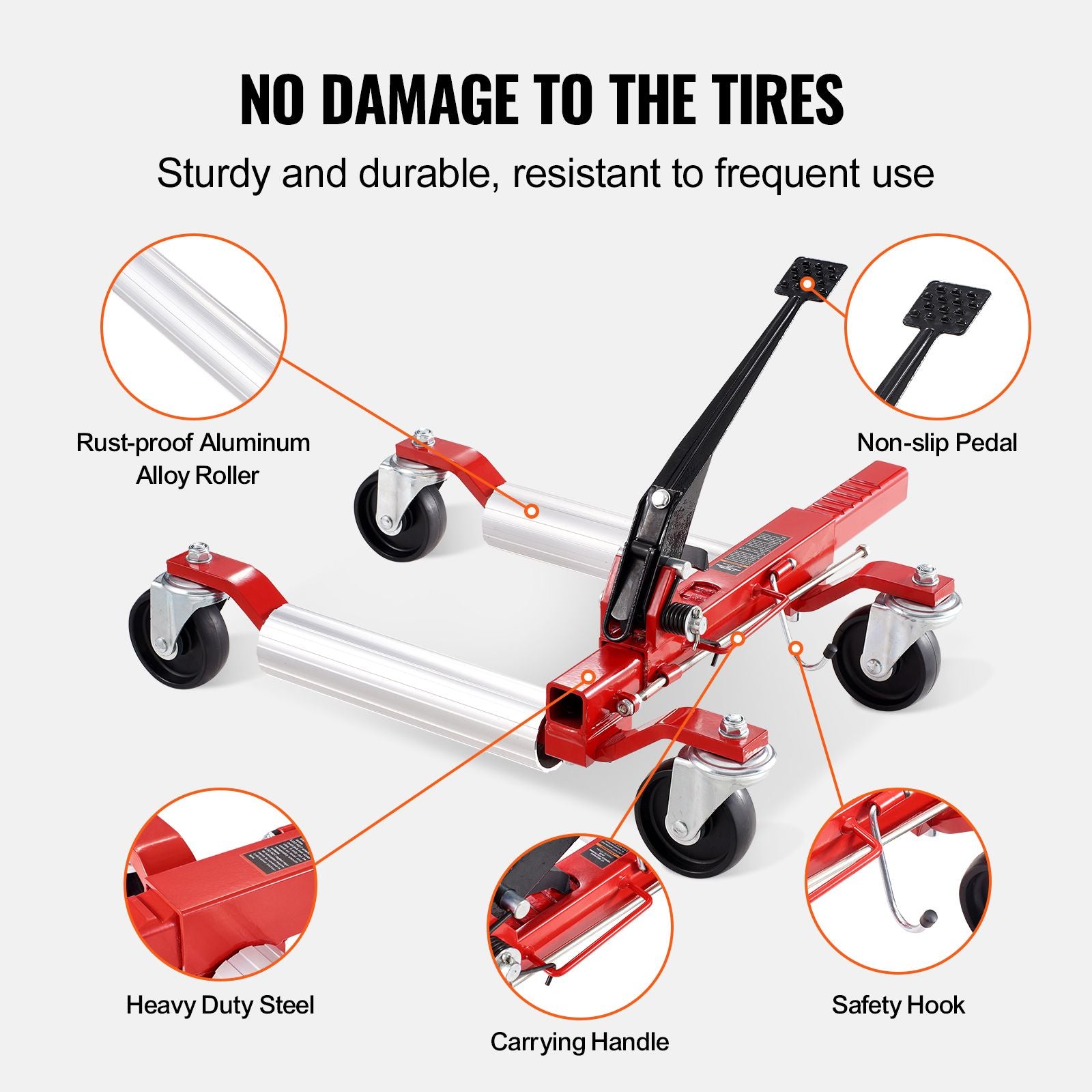 1500lb Wheel Dolly Car Positioning Jack Dolly with 360° Swivel Casters