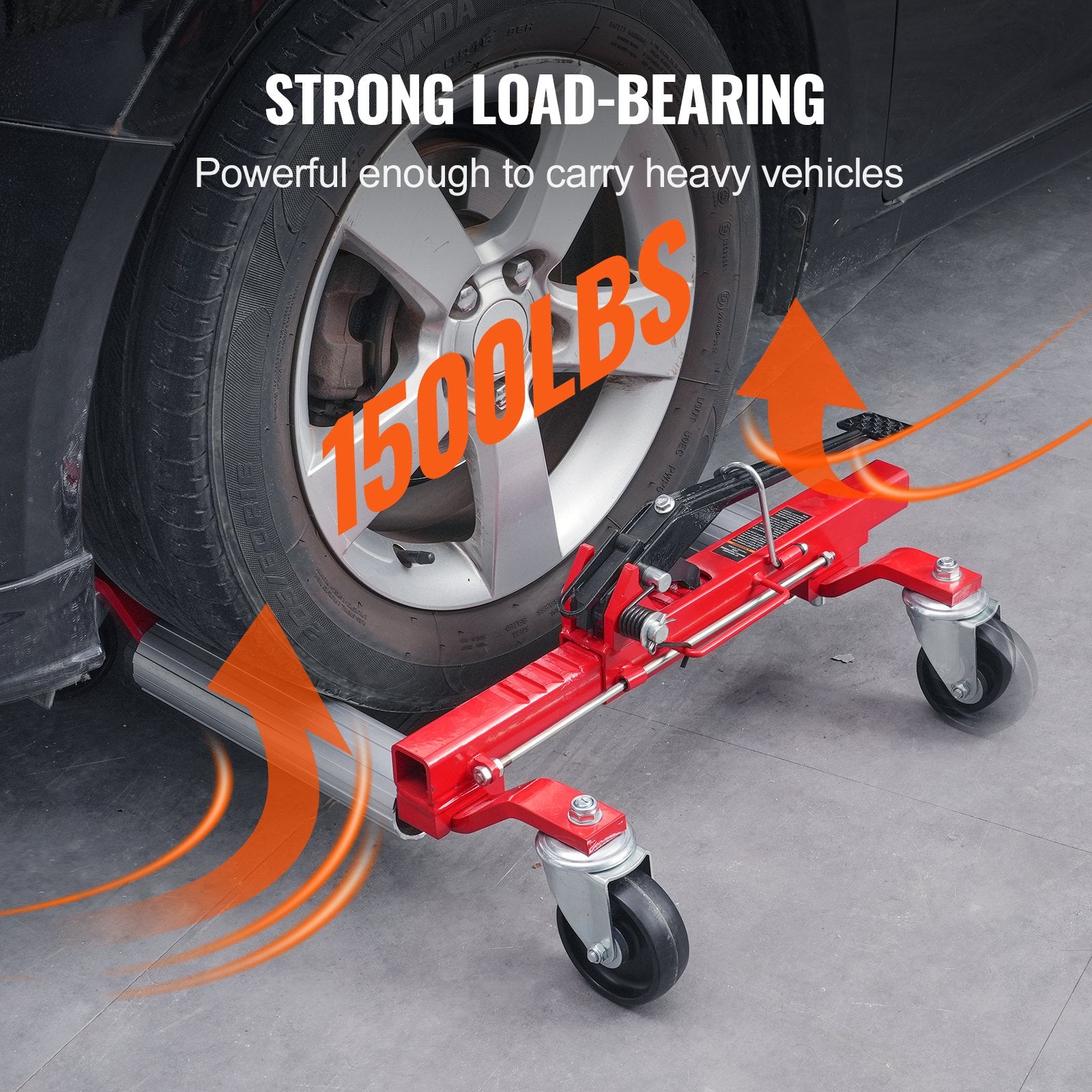 Wheel Dolly, Max Capacity 1500 Lbs Car Dolly, Car Jack Dolly Lifter with 360° Rotatable Wheels, Heavy Duty Vehicle Positioning Ratchet Tire Jack, for Vehicle Car Auto Repair Moving