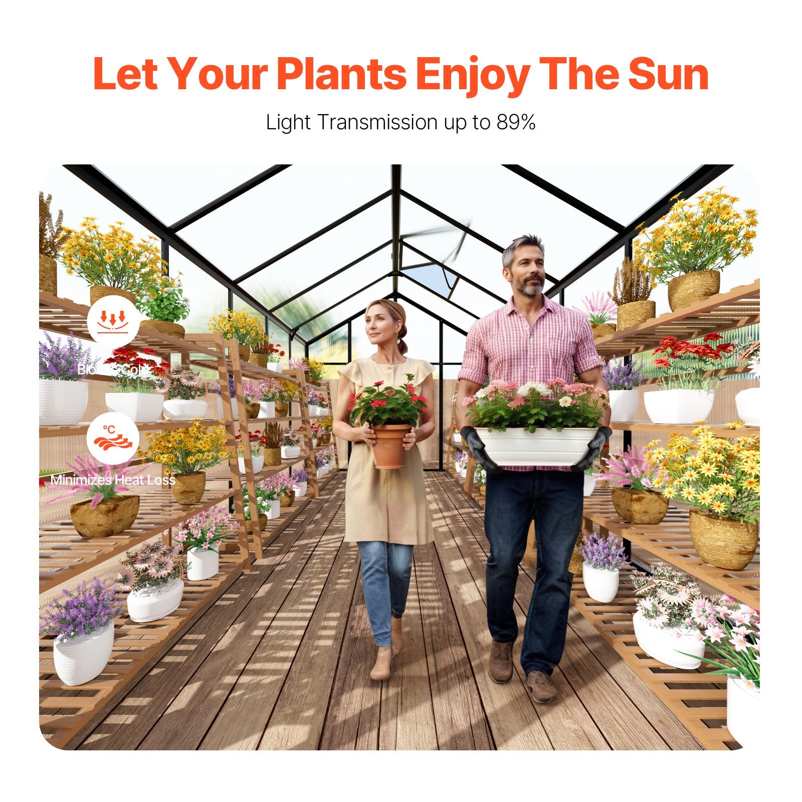 Polycarbonate Greenhouse 8 x 12 Ft Outdoor Walk-in Greenhouse for Garden