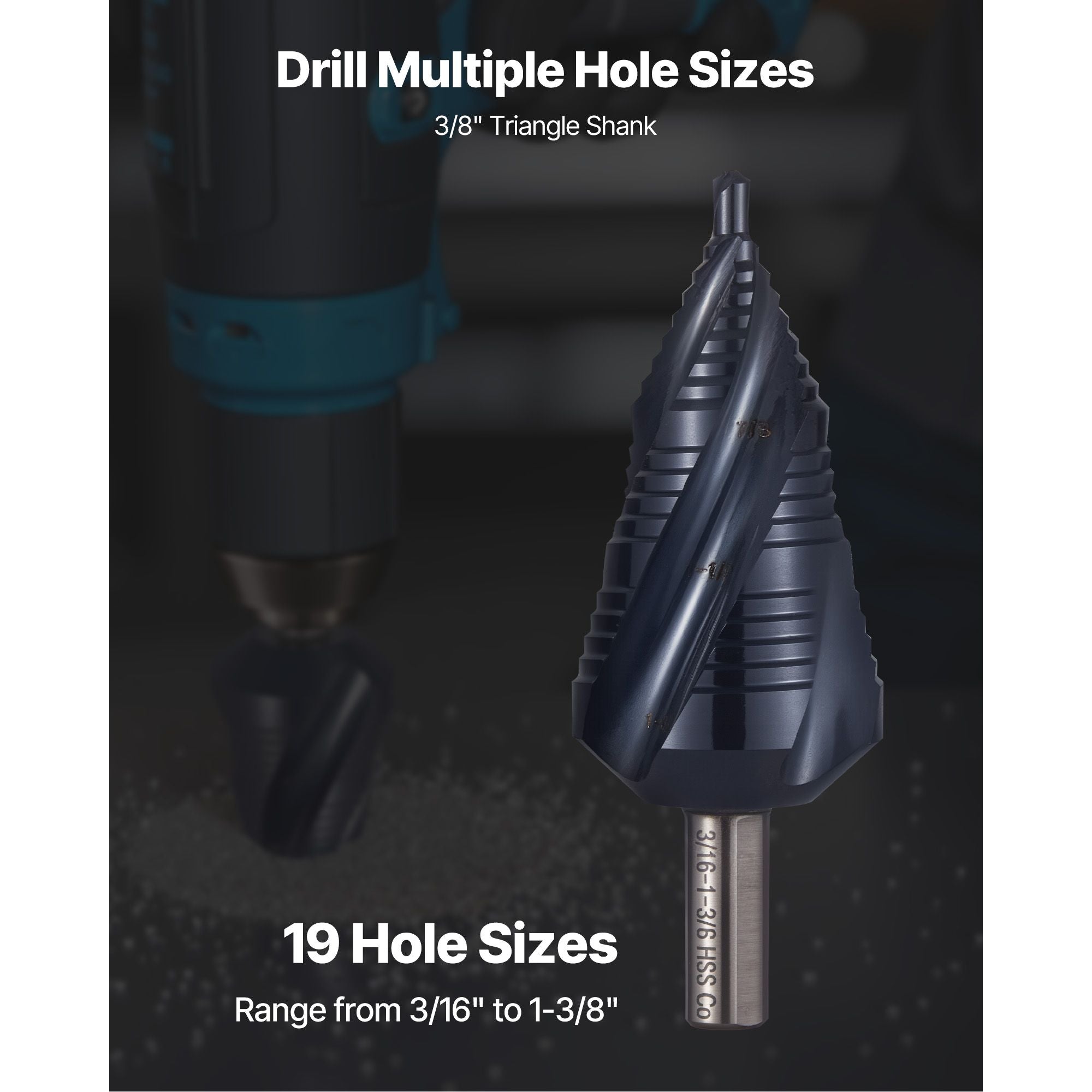 Step Drill Bit 4.76-34.93mm Cobalt HSS TiAlN Coated Metal Drill Bit
