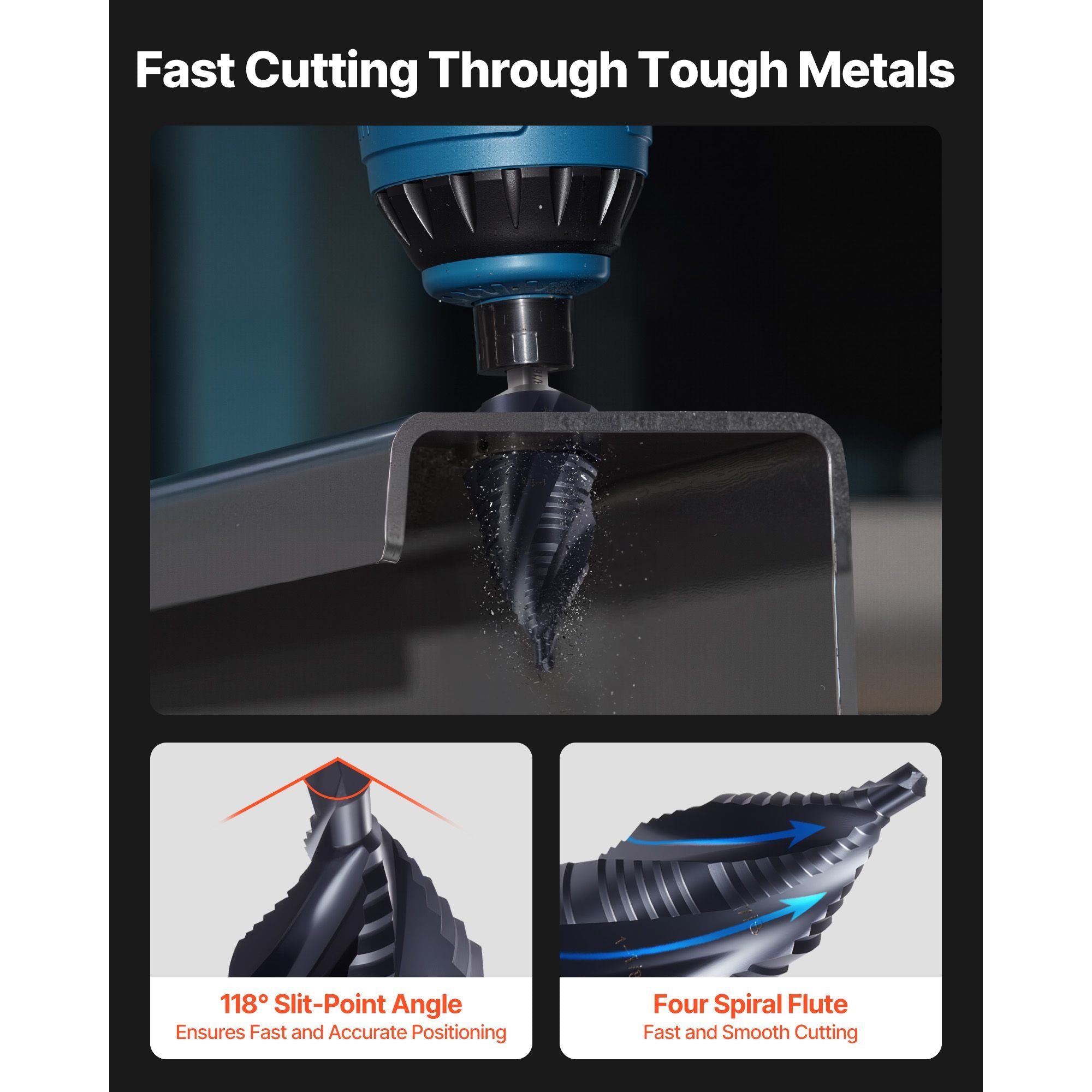 Step Drill Bit 4.76-34.93mm Cobalt HSS TiAlN Coated Metal Drill Bit