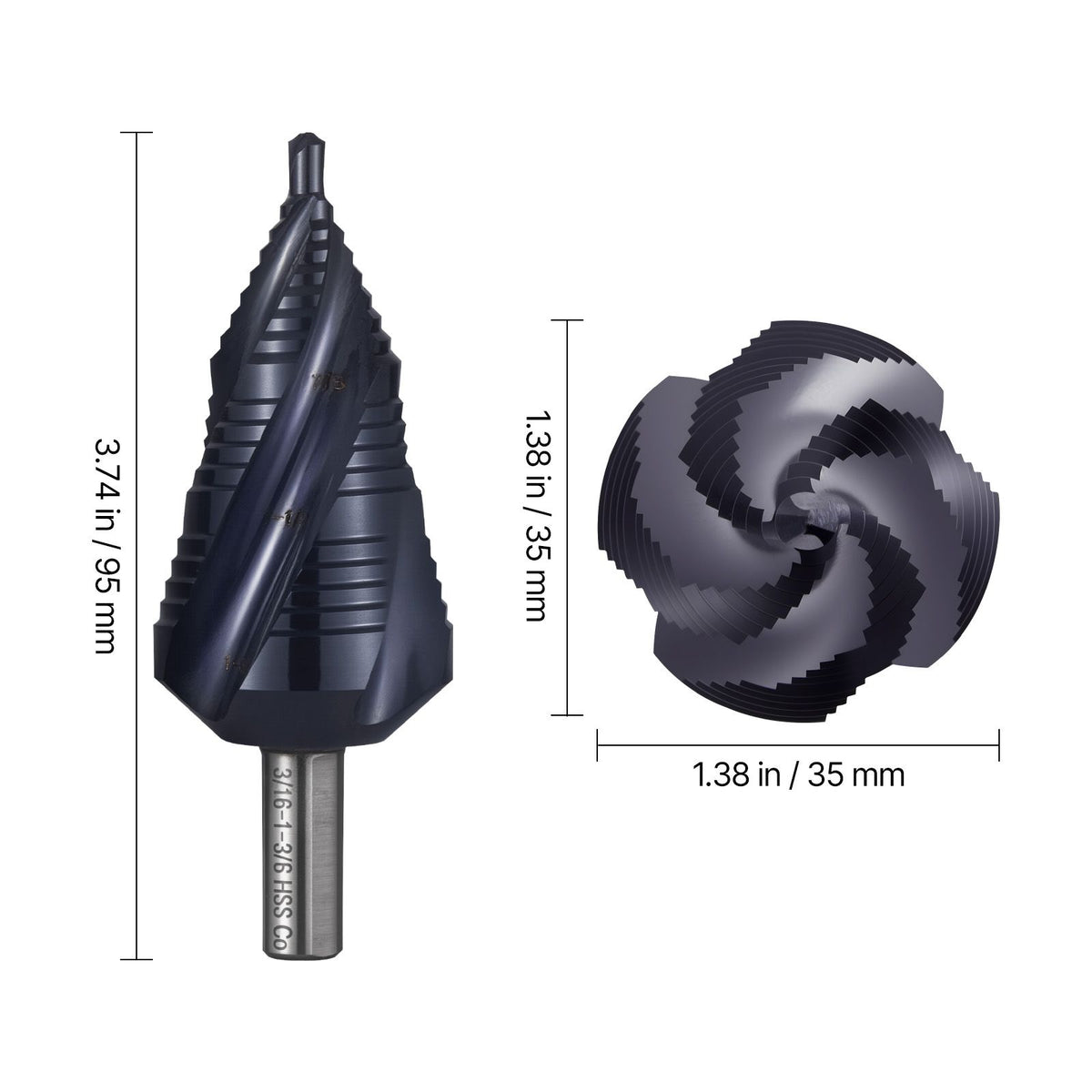 Step Drill Bit 4.76-34.93mm Cobalt HSS TiAlN Coated Metal Drill Bit