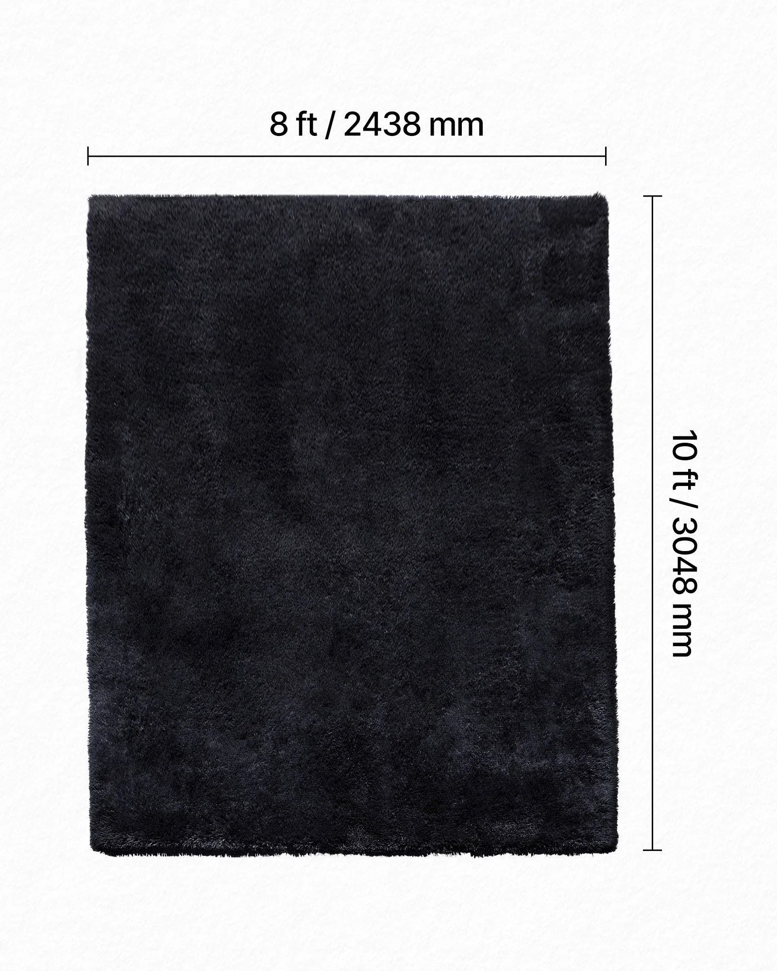 Indoor Plush Area Rugs, 2.44 x 3.05m Soft Plush Carpet, Furry Shag Area Rugs for Living Room, Bedroom, Sunroom, Modern Home Decor Aesthetic, Non-Shedding, Non-Woven, Slip-Resistant, Black