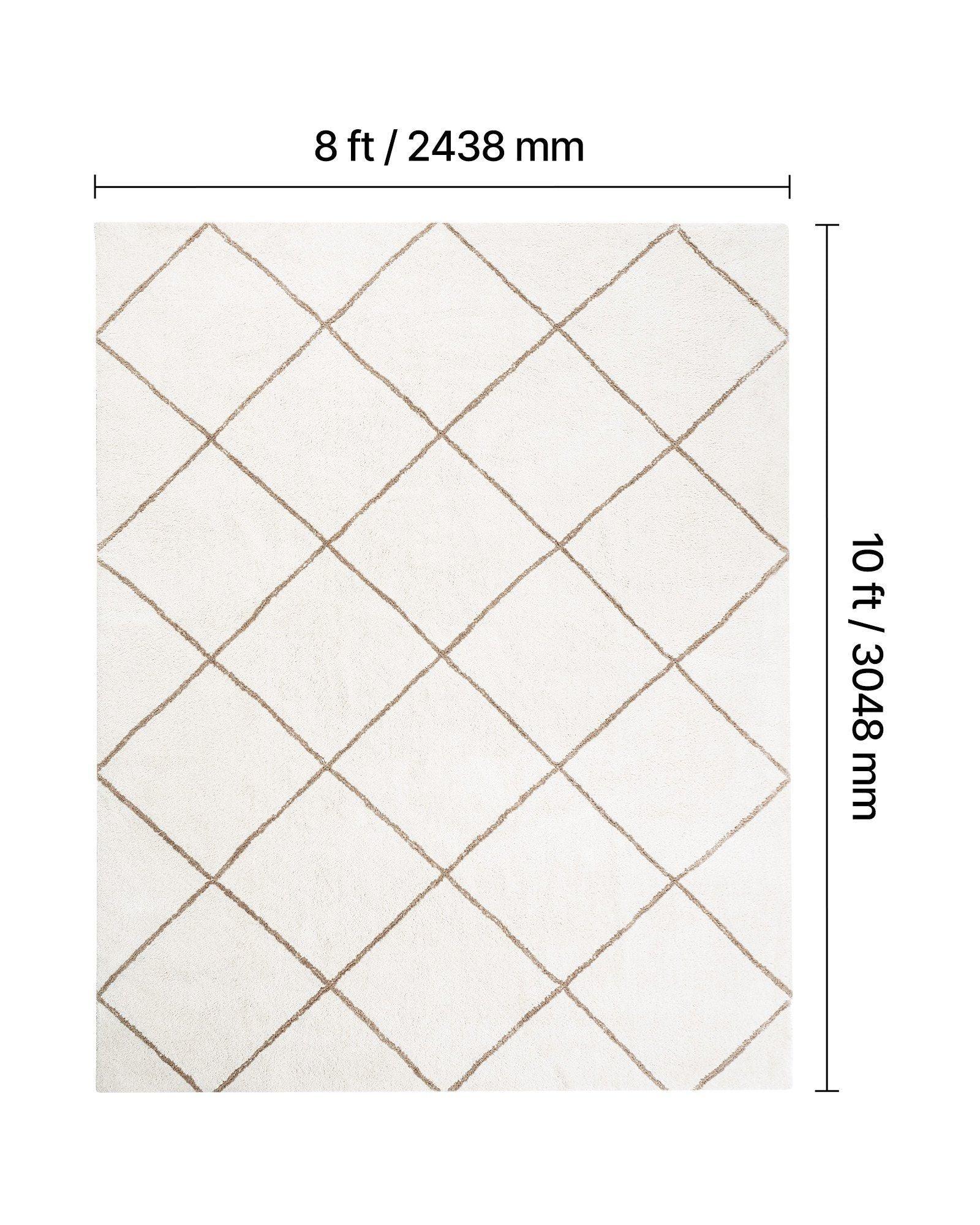 Indoor Plush Area Rugs, 2.44 x 3.05m Plush Carpet, Area Rugs Furry with Long Plushs Pile, Thick & Durable High-Pile Rug for High-Traffic Areas, Bedroom, Non-Shedding & Non-Slip Backing, Beige