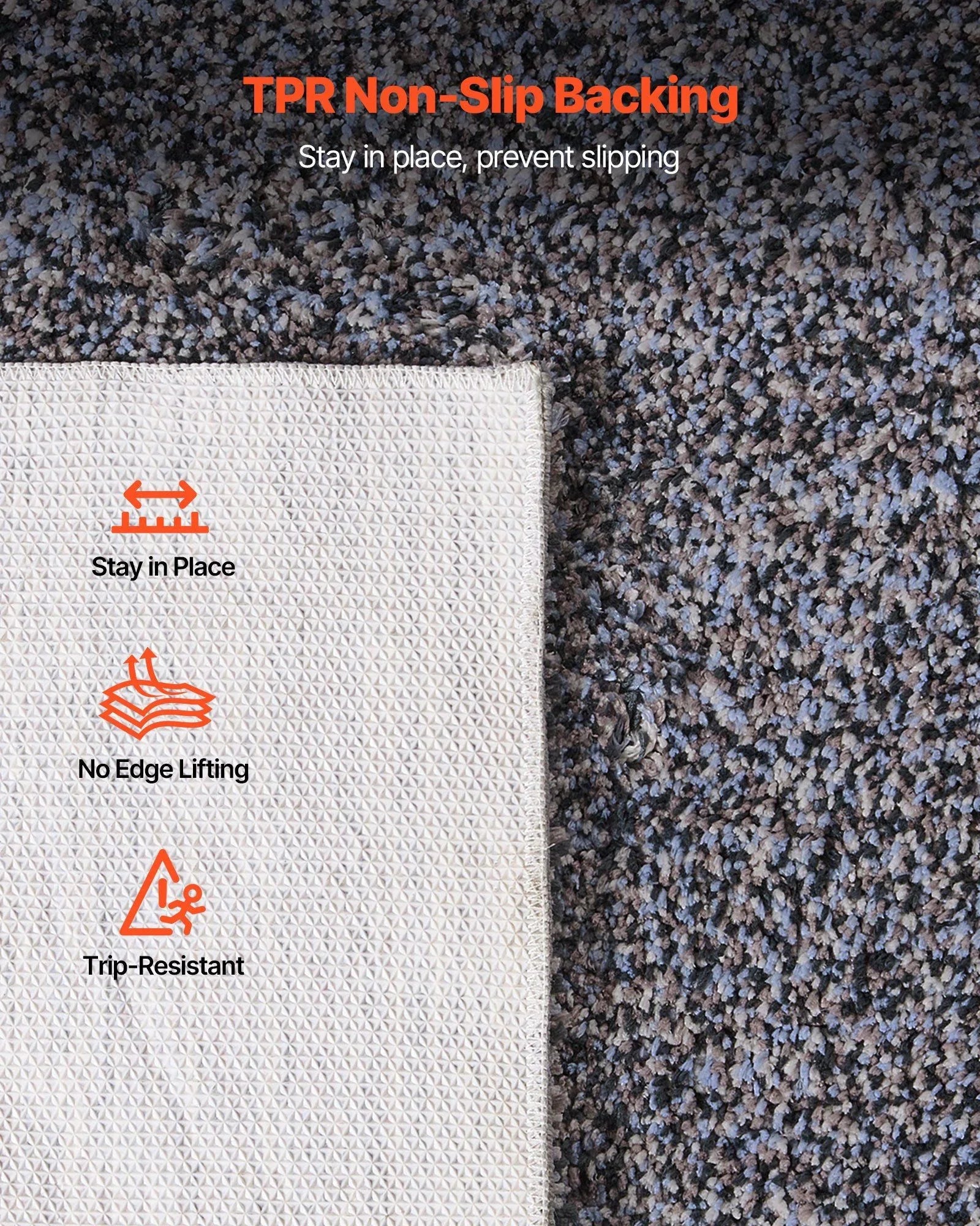 Indoor Plush Area Rugs, 2.44 x 3.05m Plush Carpet, Area Rugs Furry with Long Plushs Pile, Thick & Durable High-Pile Rug for High-Traffic Areas, Non-Shedding & Non-Slip Backing, Blue-Gray