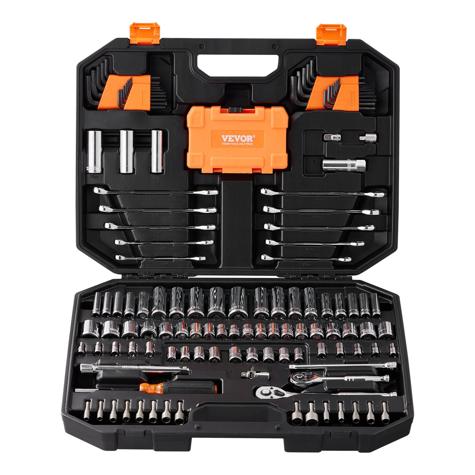 Mechanics Tool Set and Socket Set 1/4in 3/8in Drive 145 Pcs SAE and Metric