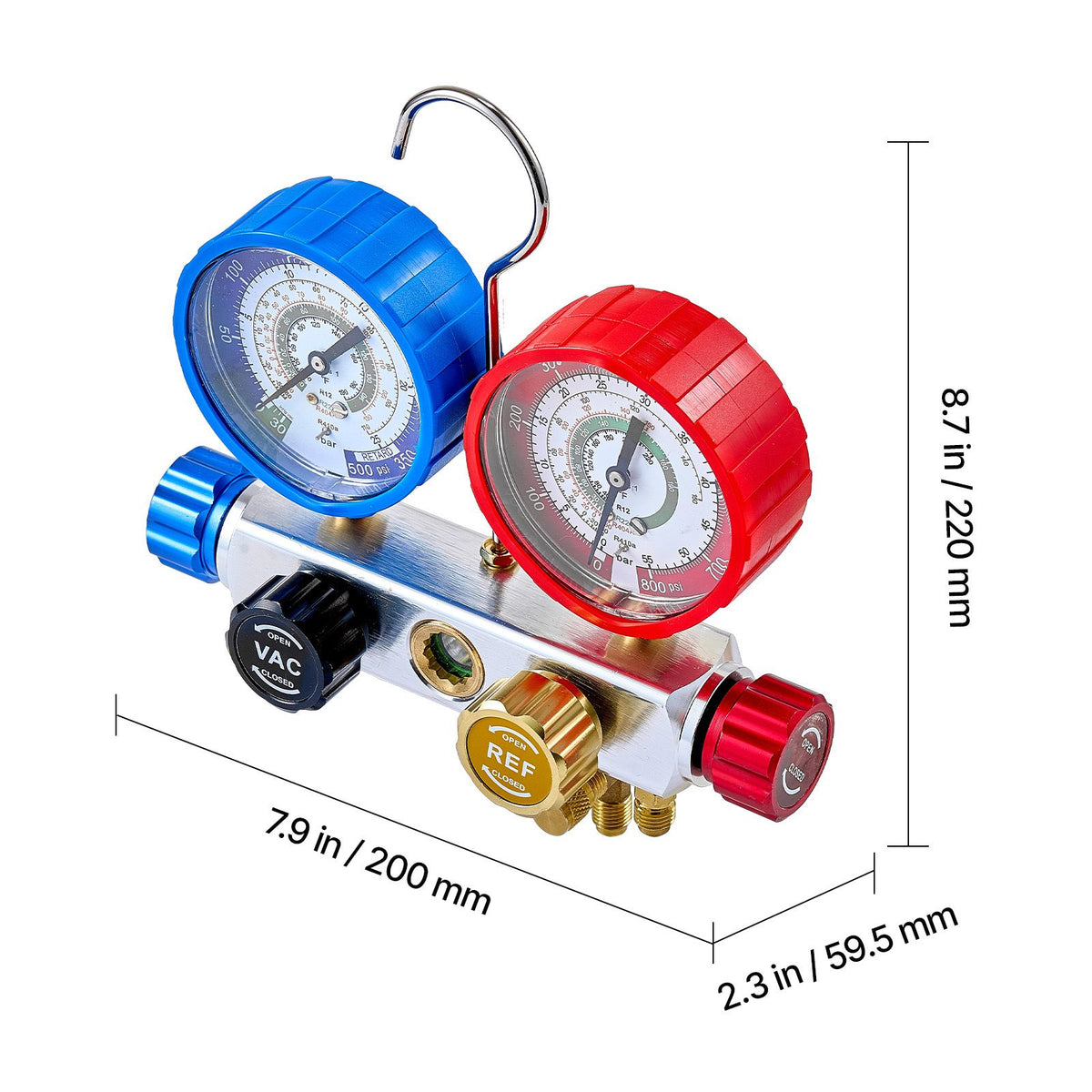 AC Manifold Gauge Set R22 R404A R410A R12 4 Way Gauges 1.5m Hoses Car & Home AC