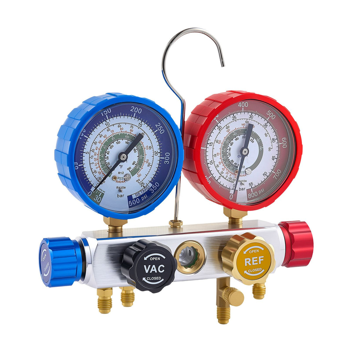 AC Manifold Gauge Set R22 R404A R410A R12 4 Way Gauges 1.5m Hoses Car & Home AC