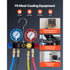 AC Manifold Gauge Set for R134a R404A R1234yf R22 Refrigerant, 4 Way AC Gauge with 1.5m Hoses, Adapters, Quick Couplers, Can Taps for Automotive Air Conditioning Maintenance, Charging Evacuation