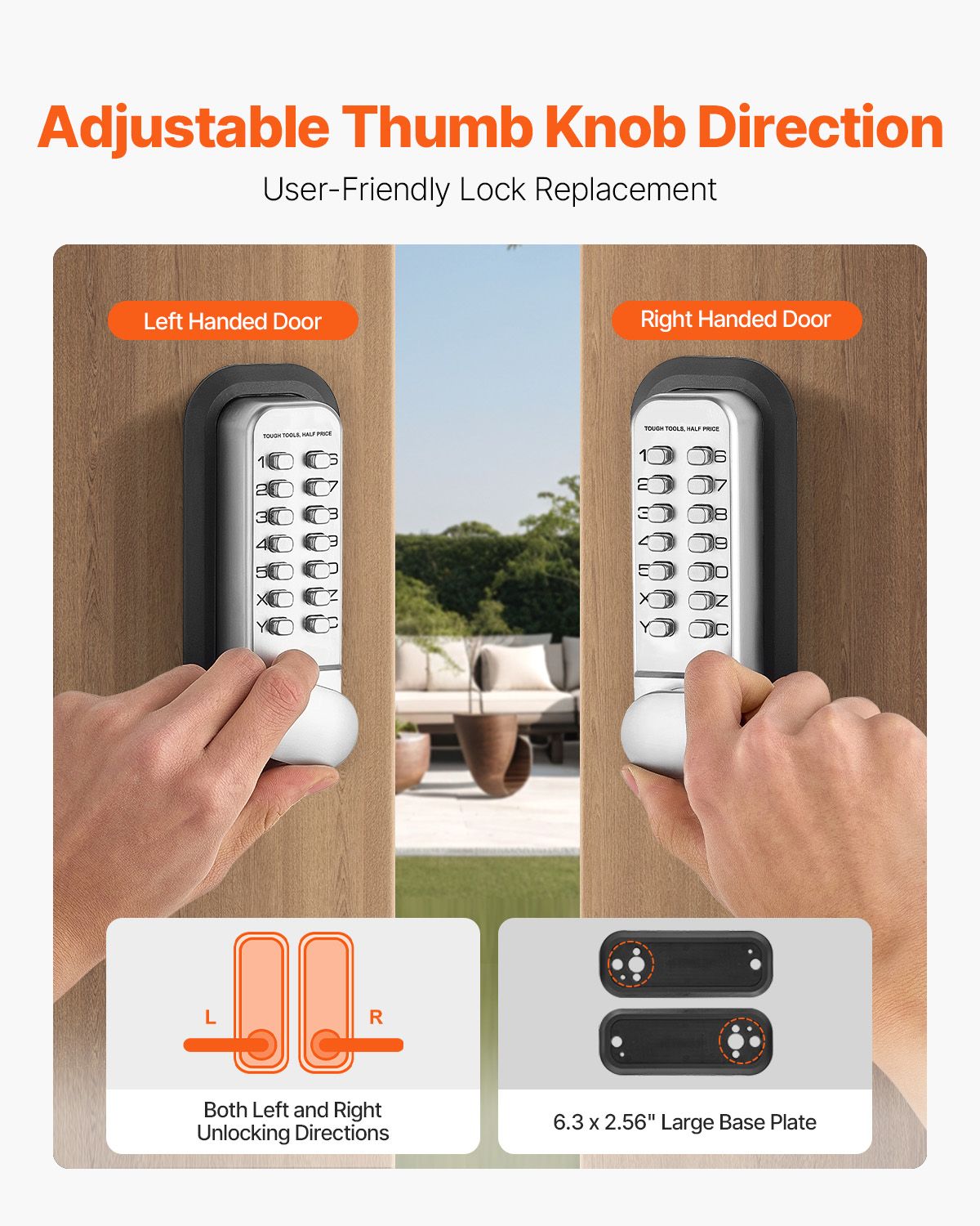 14-Key Mechanical Keypad Door Lock Adjustable Thumb Knob Zinc Alloy Waterproof