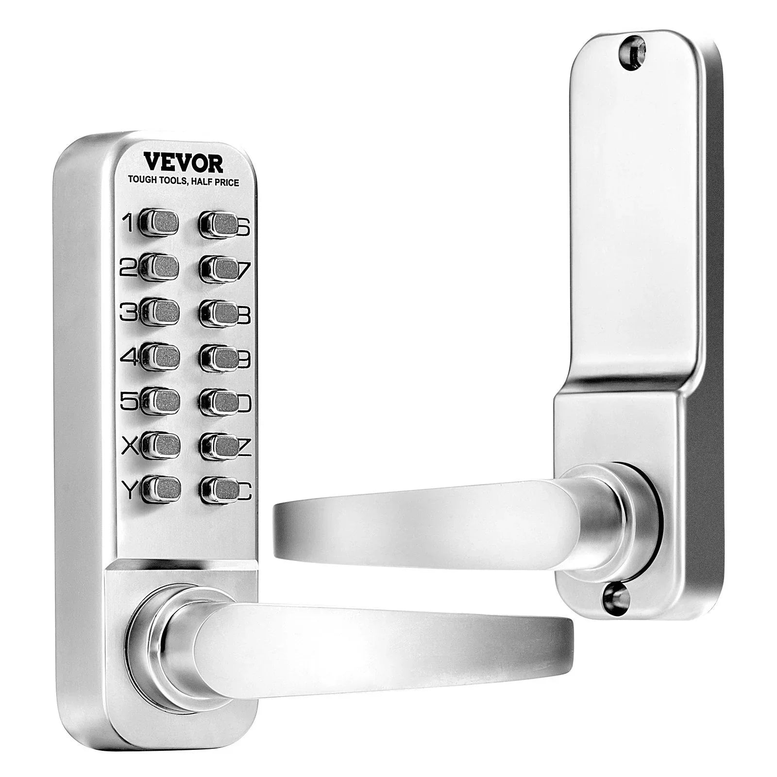 Mechanical Keyless Entry Door Lock, 14 Key Mechanical Door Lock, Mechanical Keypad Door Lock with Handle, Stainless Steel Waterproof Keyless Gate Lock, for Home Office Outdoor Fence Garage Yard