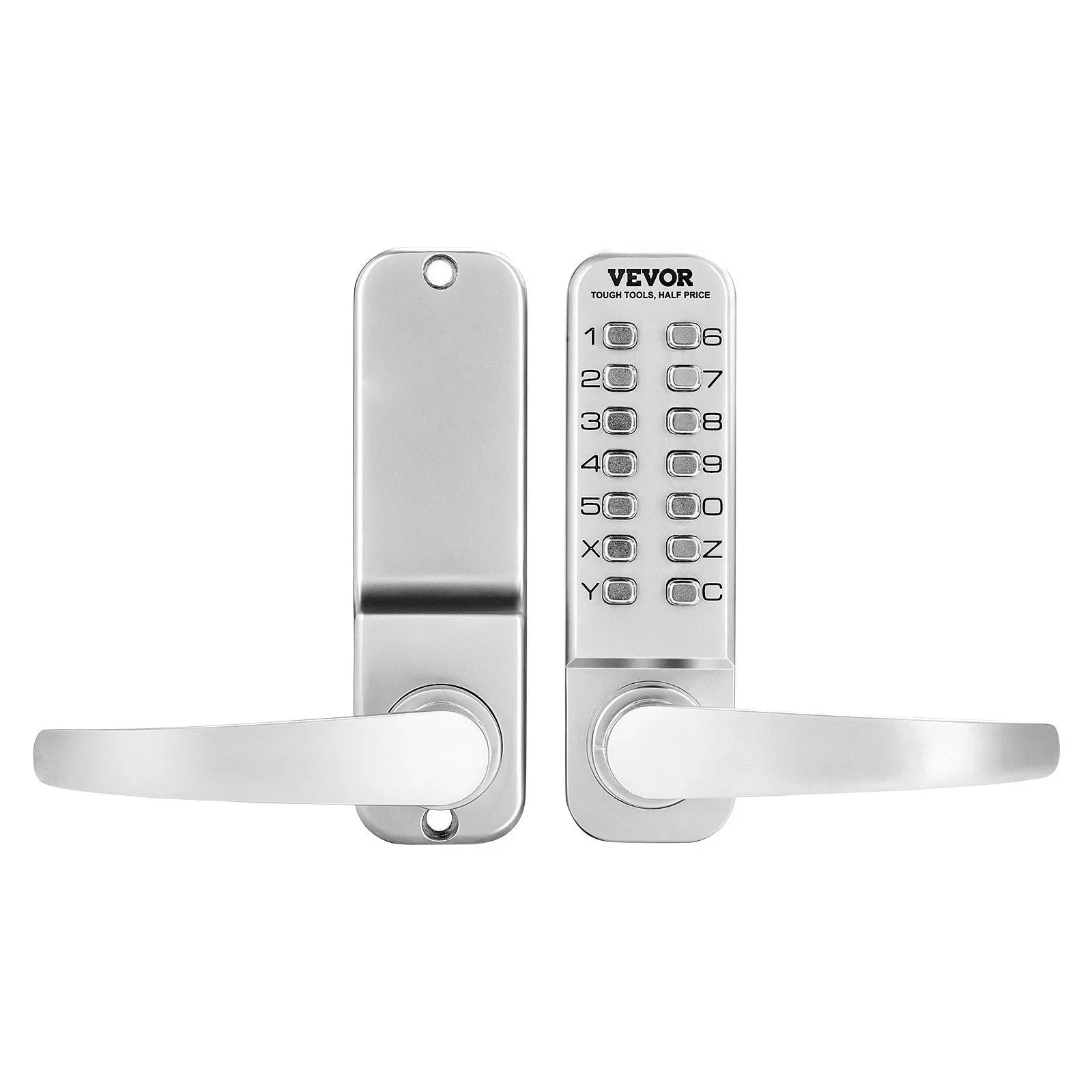 Mechanical Keyless Entry Door Lock, 14 Key Mechanical Door Lock, Mechanical Keypad Door Lock with Handle, Stainless Steel Waterproof Keyless Gate Lock, for Home Office Outdoor Fence Garage Yard