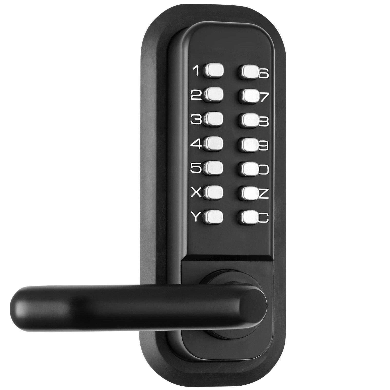 Mechanical Keyless Entry Door Lock 14 Digit Keypad and Handle Embedded