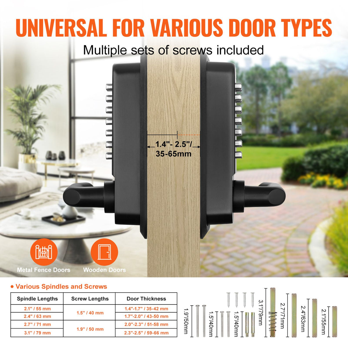 Mechanical Keyless Door Lock 14 Digit Keypad Zinc Alloy Outdoor Gate Lock