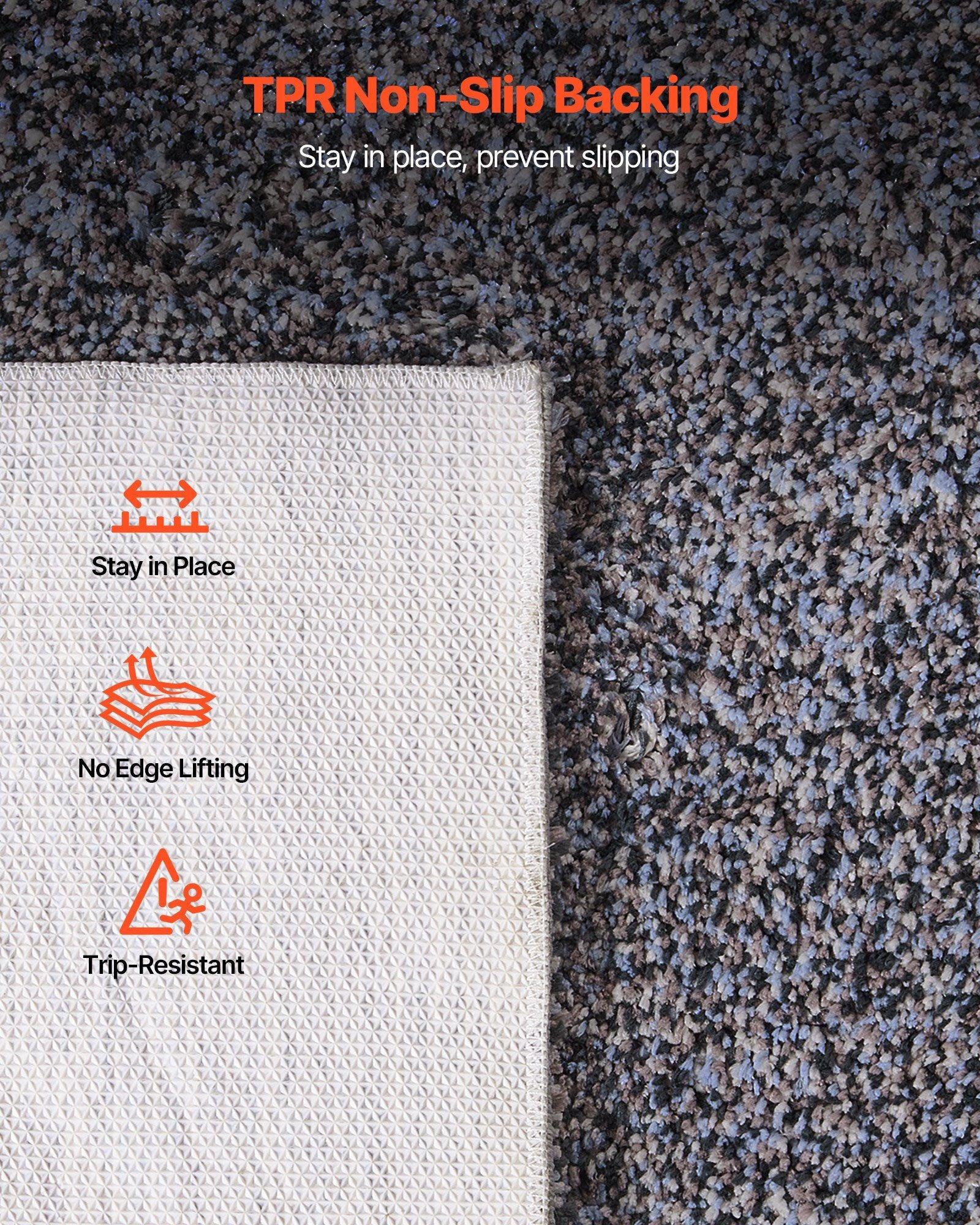 Indoor Plush Area Rugs, 2.74 x 3.66 m Plush Carpet, Area Rugs Furry with Long Plushs Pile, Thick & Durable High-Pile Rug for High-Traffic Areas, Non-Shedding & Non-Slip Backing, Blue-Gray