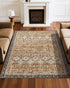 Area Rug, 1828.8x2743.2mm Large Washable Rug, Non-Slip Tear-Resistant Soft Carpet, Pet & Child Friendly Vintage Area Rugs, Indoor Mat for Bedroom, Living Room, Kids Room, Entryway, Brown Green