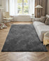 Indoor Plush Area Rugs, 1.52 x 2.44 m Soft Plush Carpet, Furry Shag Area Rugs for Living Room, Bedroom, Sunroom, Modern Home Decor Aesthetic, Non-Shedding, Non-Woven, Slip-Resistant, Dark Gray