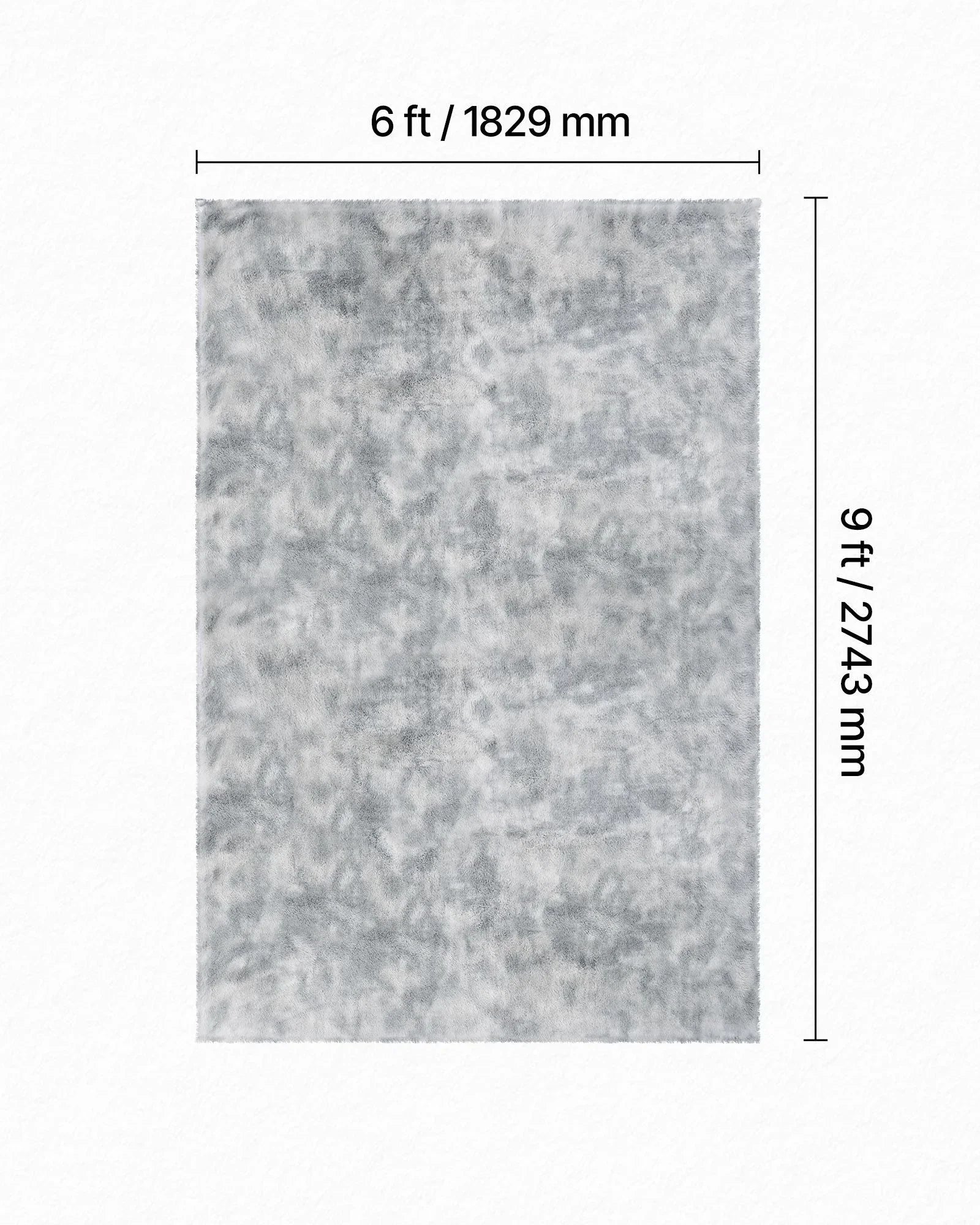 Indoor Plush Area Rugs, 1.83x2.74 m Soft Plush Carpet, FFurry Shag Area Rugs for Living Room, Bedroom, Modern Home Decor Aesthetic Long-Pile Rug, Non-Shedding, Slip-Resistant, Tie-Dye Light Gray