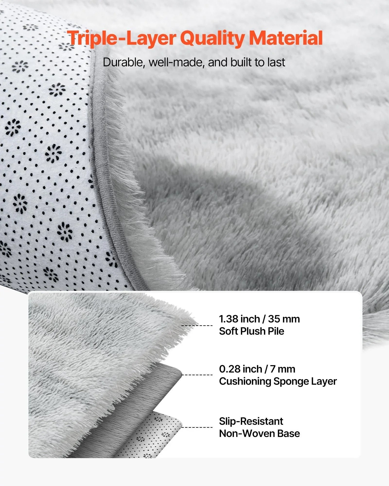 Indoor Plush Area Rugs, 1.83x2.74 m Soft Plush Carpet, FFurry Shag Area Rugs for Living Room, Bedroom, Modern Home Decor Aesthetic Long-Pile Rug, Non-Shedding, Slip-Resistant, Tie-Dye Light Gray