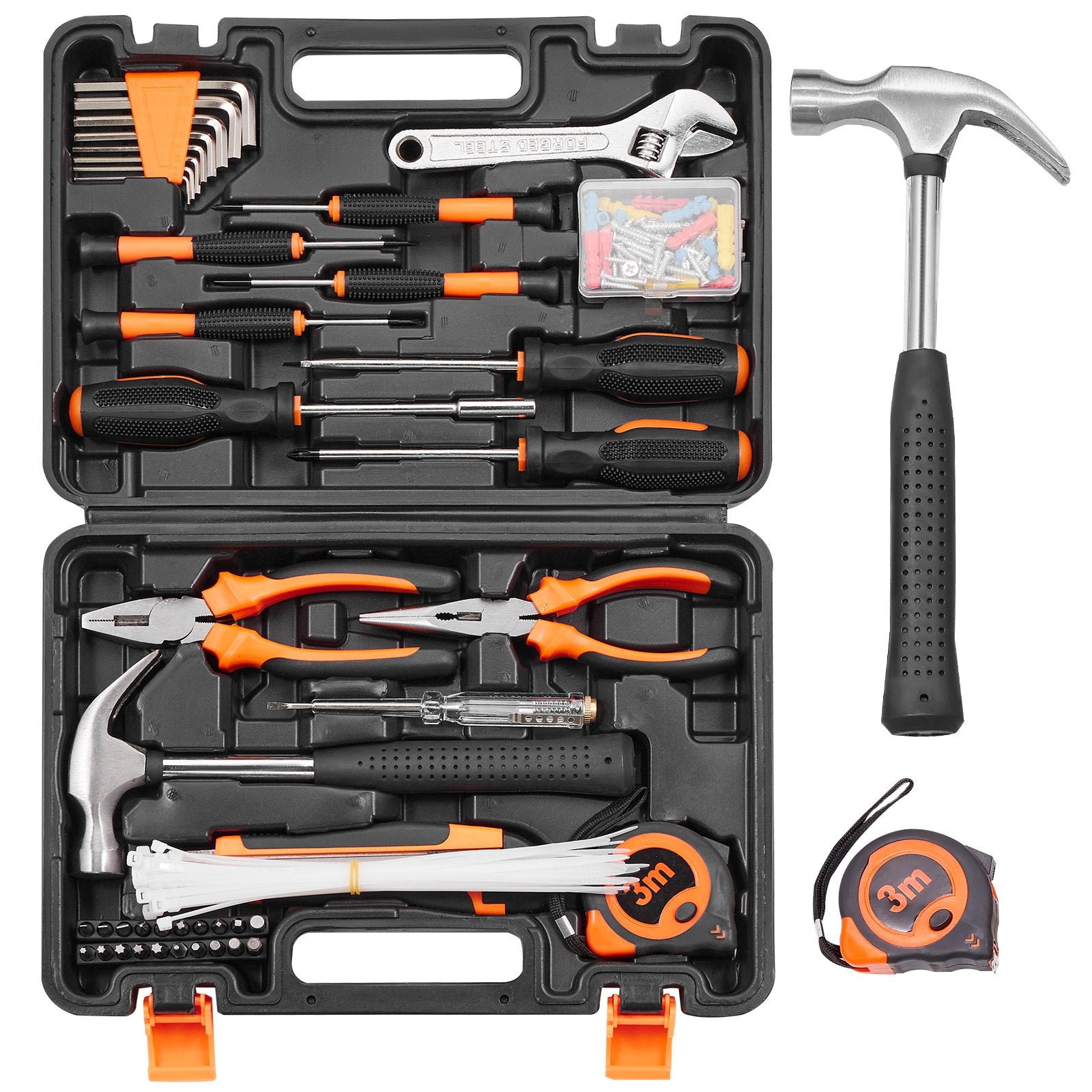 Tool Kit 132 Piece General Household Hand Tool Set with Portable Tool Case