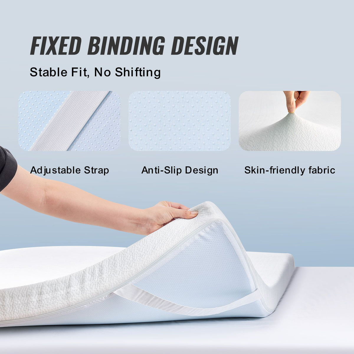 Queen Memory Foam Mattress Topper Detachable Washable 76.2mm Thick Pad