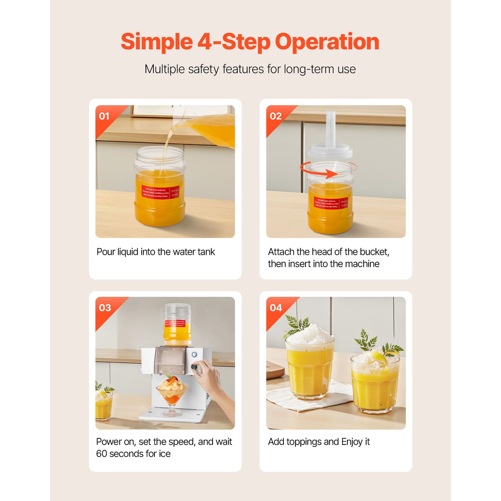 40KG/24H Snowflake Ice Machine Adjustable Speed Shaved Ice Maker