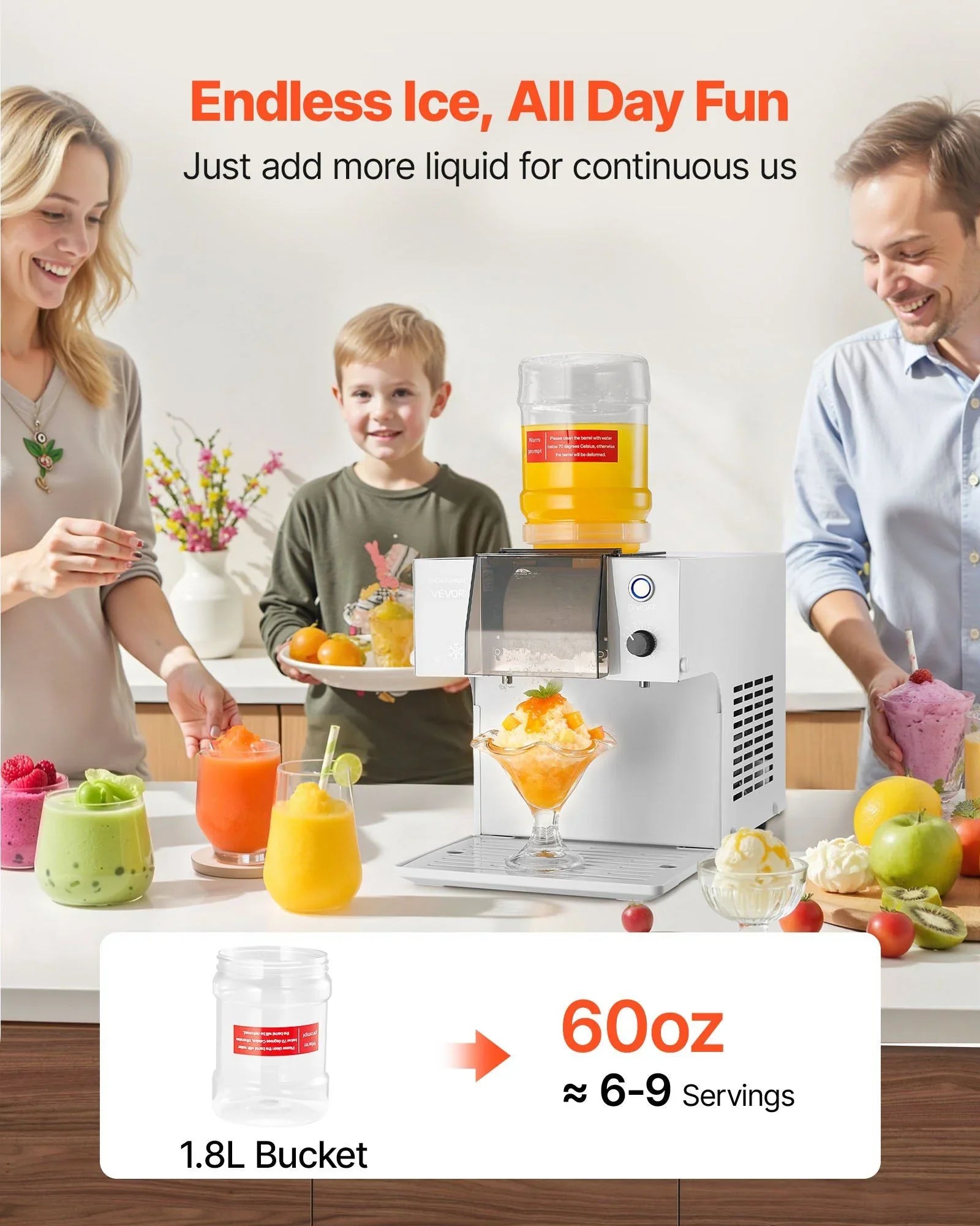 Snowflake Ice Machine, 60KG/24H Snowflake Ice Maker, Ice-Shaver Machine with Stainless Steel Blade, Electric Snow Cone Maker with 1.8L Tank, 90S Fast Pre-Cooling, for Home & Small Gatherings