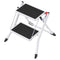 2 Step Folding Ladder Steel Step Stool 150kg Wide Anti Slip Platform