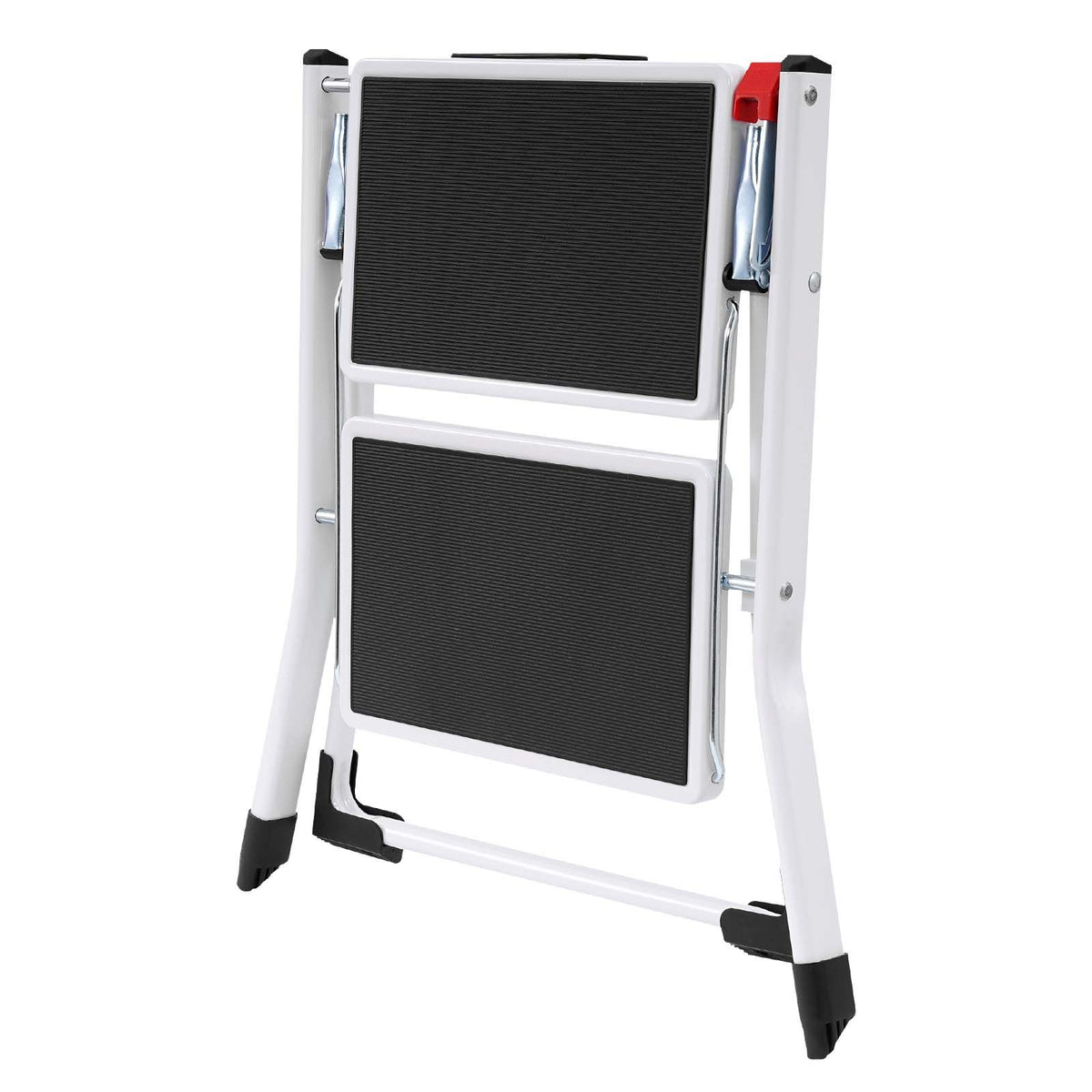 2 Step Folding Ladder Steel Step Stool 150kg Wide Anti Slip Platform