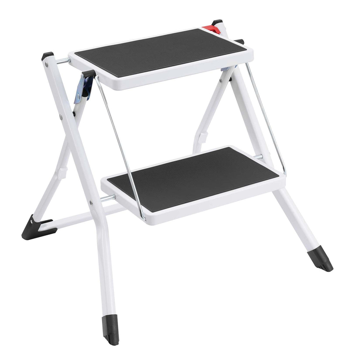2 Step Folding Ladder Steel Step Stool 150kg Wide Anti Slip Platform