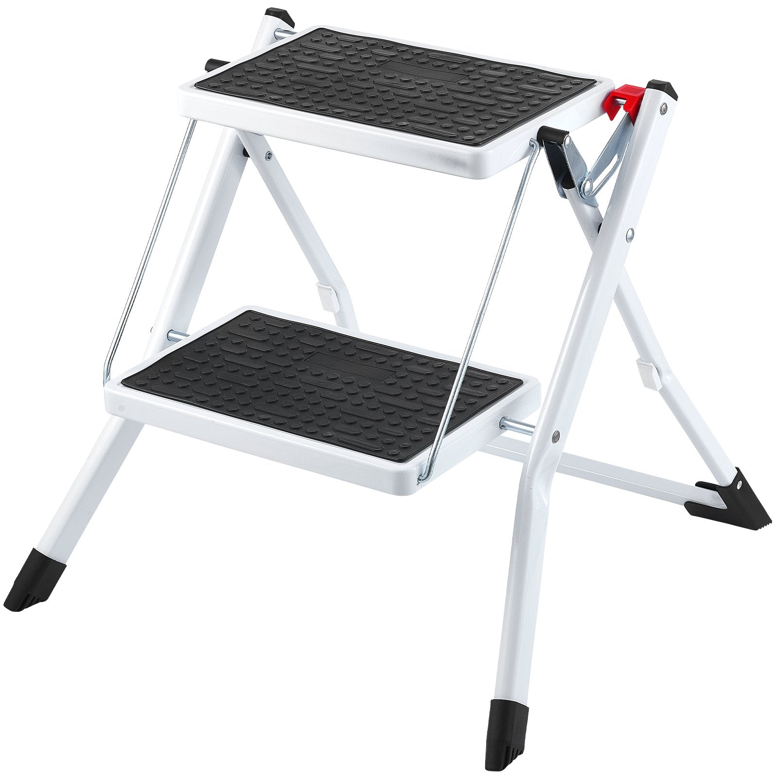 Step Ladder 2-Step 150kg Capacity, Ergonomic Folding Steel Step Stool with Wide Anti-Slip Pedal, Sturdy Step Stool for Adults Toddlers, Multi-Use for Household, Kitchen, Office, RVs