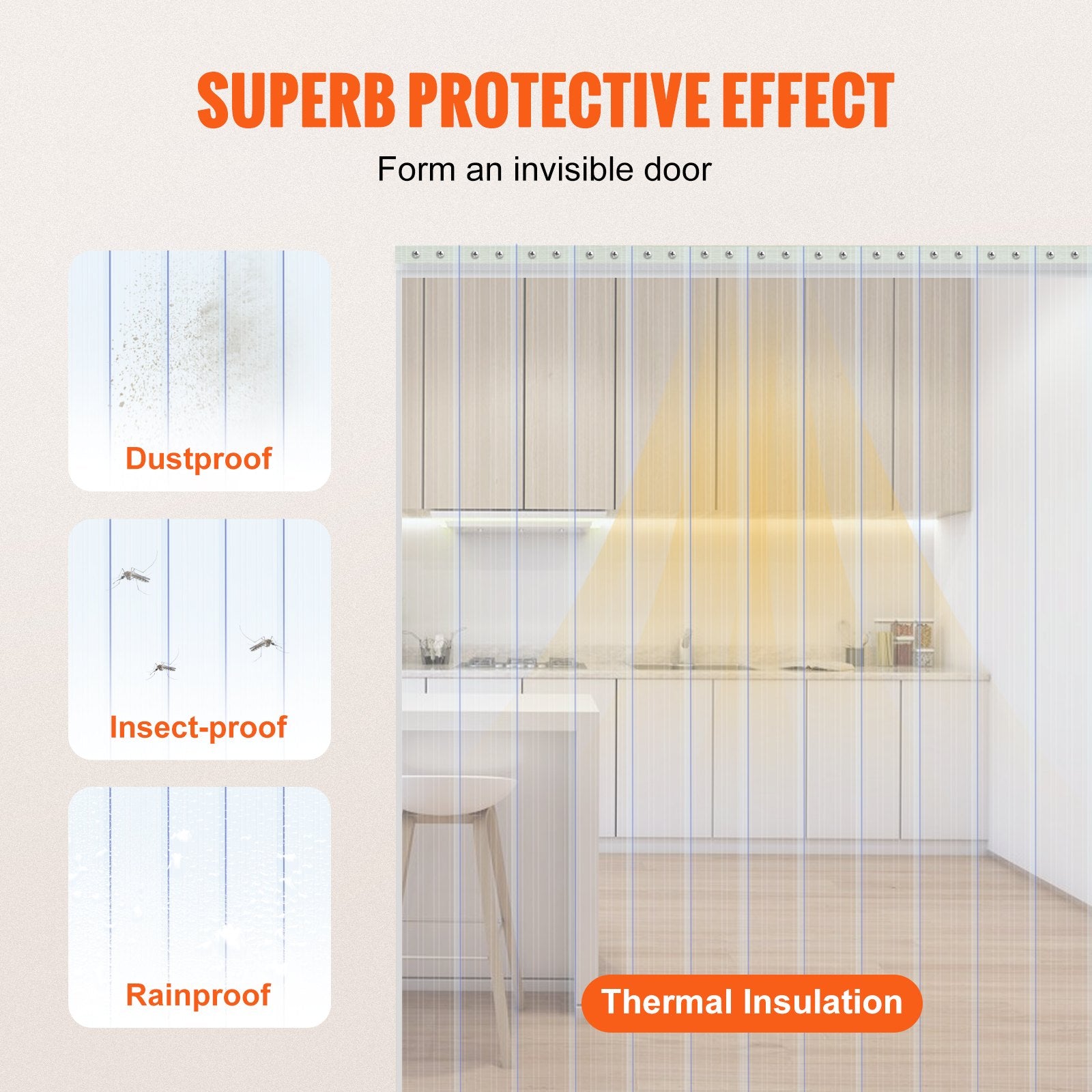 Strip Curtain, 3048 cm L x 30.5 cm W x 3 mm Thickness, Clear Ribbed PVC Curtain Strip Door Bulk Roll, Plastic Door Strips for Doorway of Supermarket, Garage, Warehouse, Barn, Pet Animal House