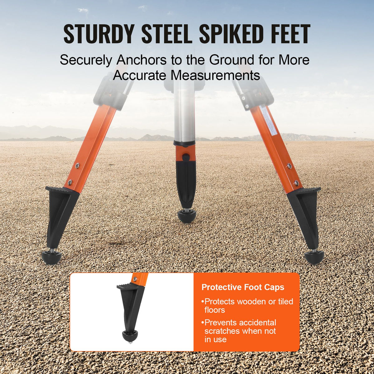 Laser Level Tripod Stand, 5/8-11 Thread, 27.16-67.71 In Height Adjustable