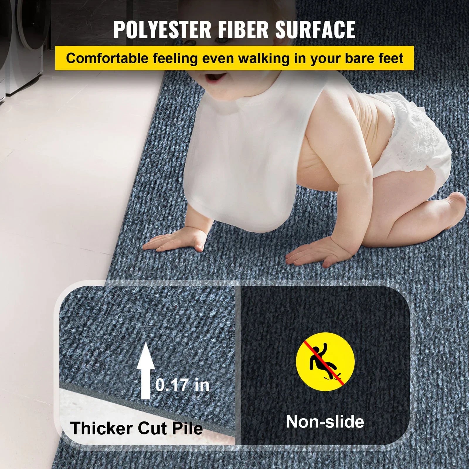 Gray Marine Carpet 6 ft x 36 ft, Boat Carpet Rugs, Indoor Outdoor Rugs for Patio Deck Anti-Slide TPR Water-Proof Back Outdoor Marine Carpeting Outdoor Carpet