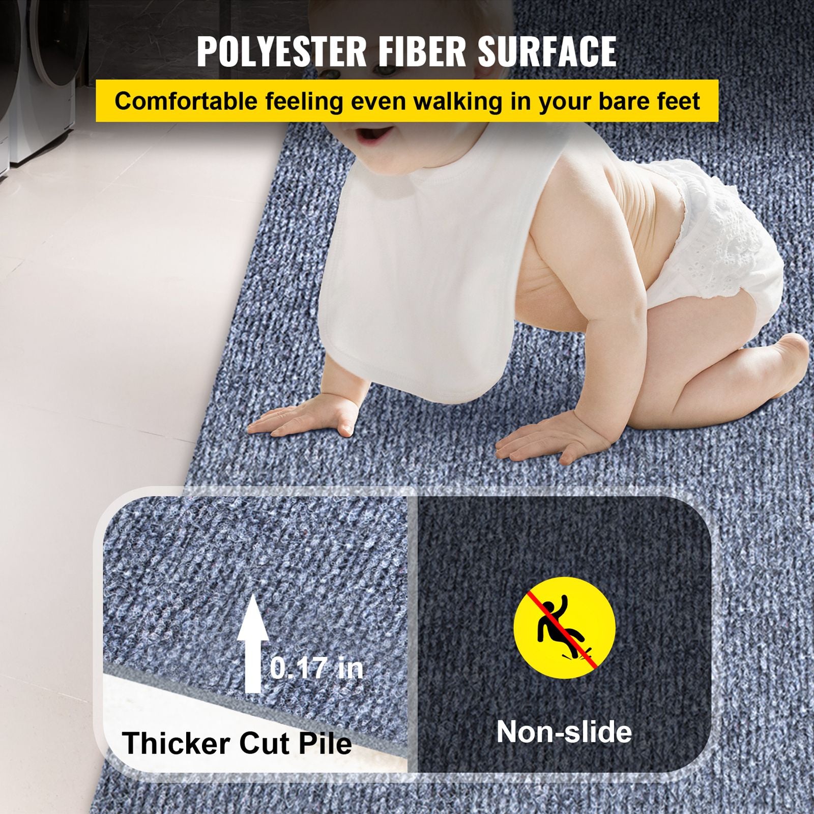 Gray Marine Carpet 6 ft x 39.3 ft Marine Carpeting Marine Grade Carpet for Boats with Waterproof Back Outdoor Rug for Patio Porch Deck Garage Outdoor Area Rug Runner Anti-Slide Porch Rug,1.8x12m
