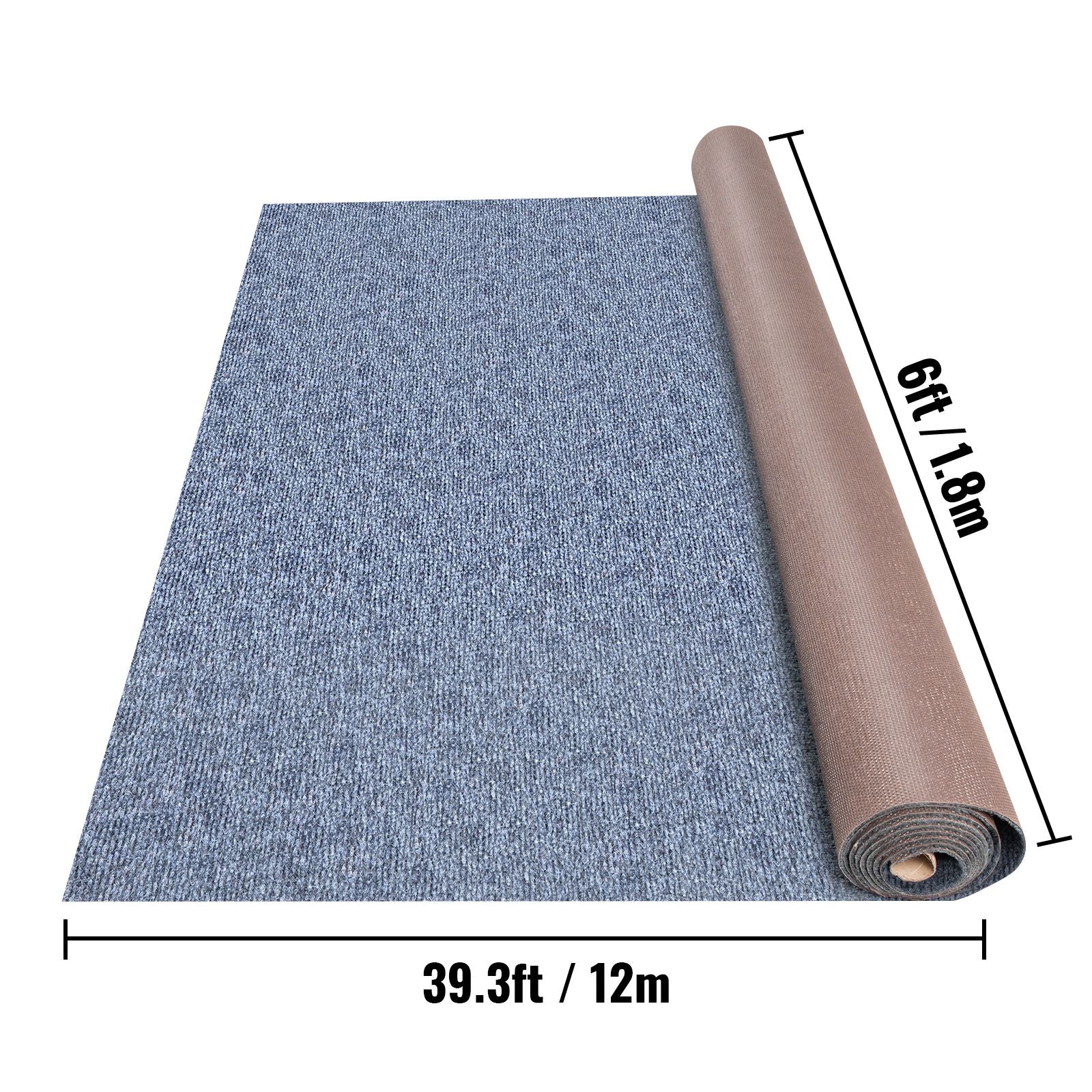 Gray Marine Carpet 6 ft x 39.3 ft Marine Carpeting Marine Grade Carpet for Boats with Waterproof Back Outdoor Rug for Patio Porch Deck Garage Outdoor Area Rug Runner Anti-Slide Porch Rug,1.8x12m