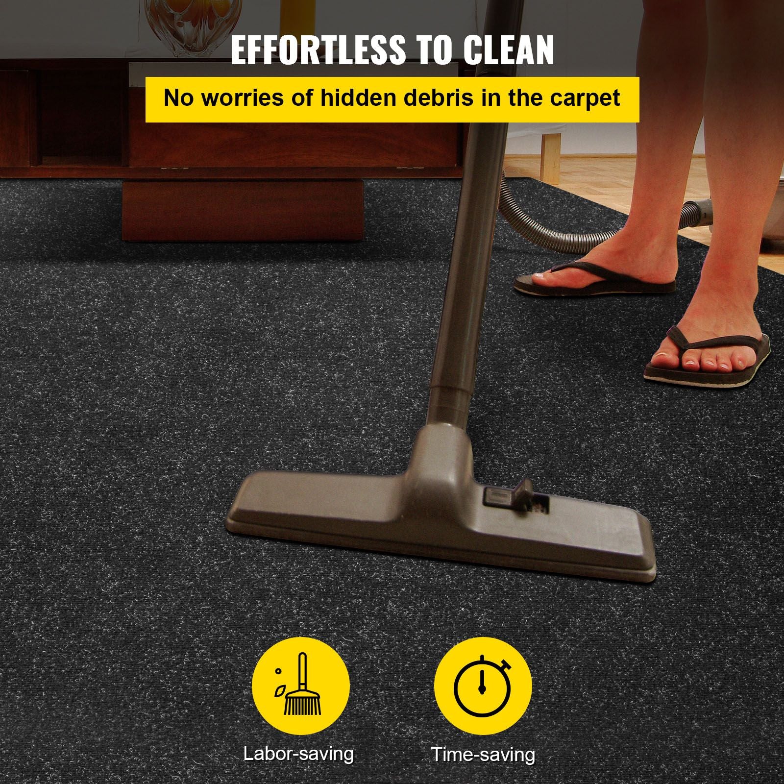 Marine Carpet, 6 x 23 ft Boat Carpeting, Charcoal Black Marine Grade Boat Carpet, Indoor/Outdoor Marine Carpeting with Water-proof TPR Backing, Water-proof Carpet Roll for Home, Patio, Porch, De