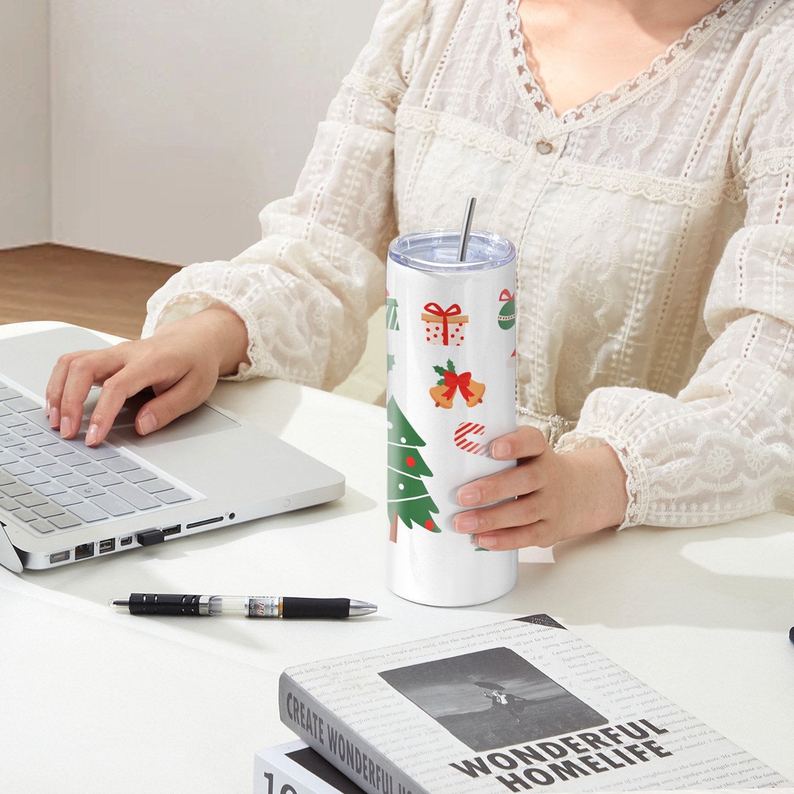 8 Pack Straight Sublimation Tumblers, 30 oz Blank Tumbler Bulk, Stainless Steel Double Wall Tumbler Cups with Straw, Lid, Brush, Base, Shrink Wrap, Gift Box, for Heat Press and Heat Transfer