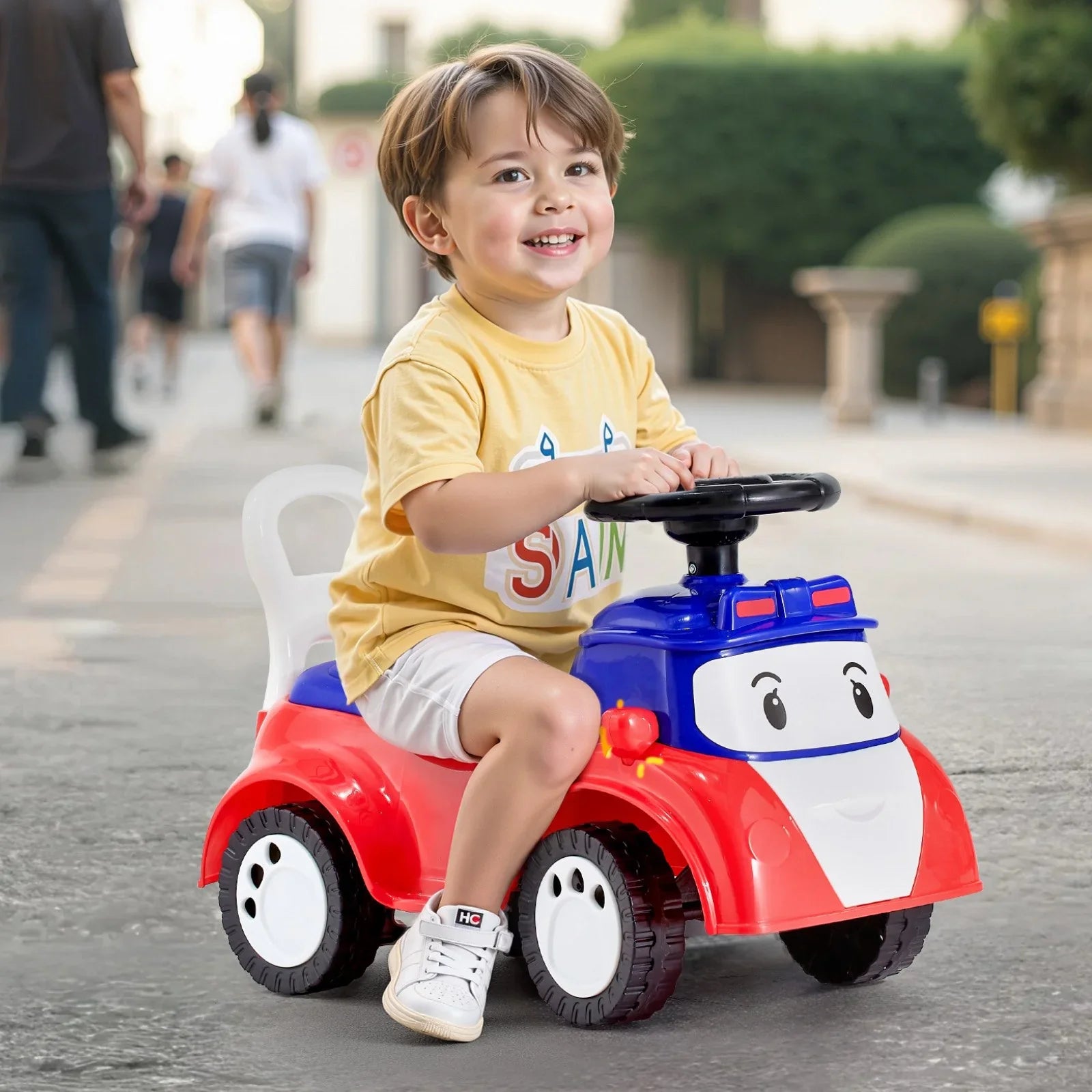 Ride On Toddler Push Car, Push Car for Toddler 19 to 36 Months, Kids Ride On Toy with Music & Under-seat Storage, 25 kg Load Capacity, Foot-to-Floor Walker for Toddlers Boys Girls, Red