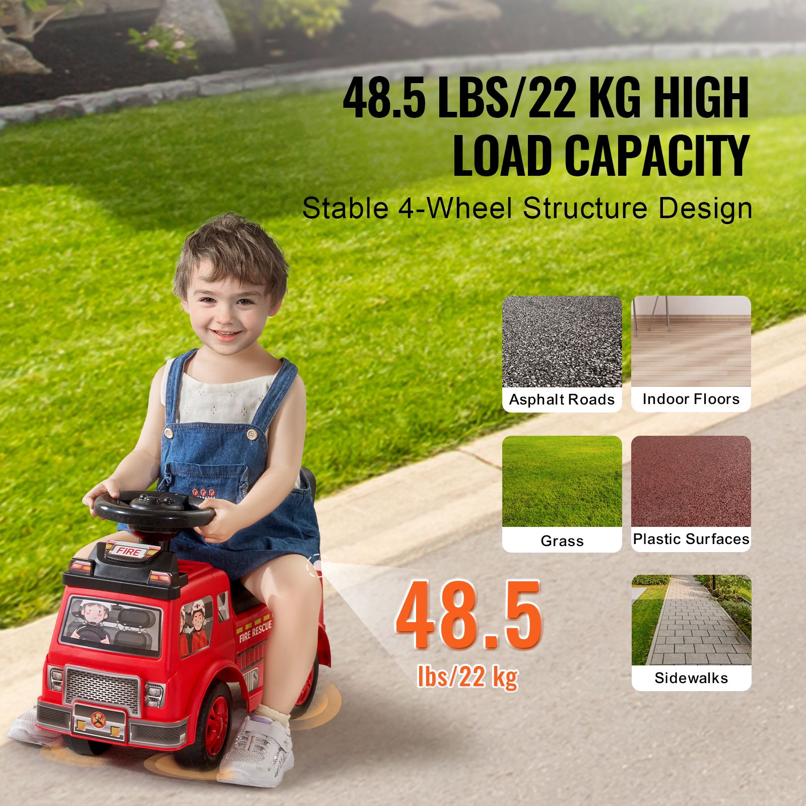 Toddler Ride On Push Car with Music Storage Red Ages 1-3 Years