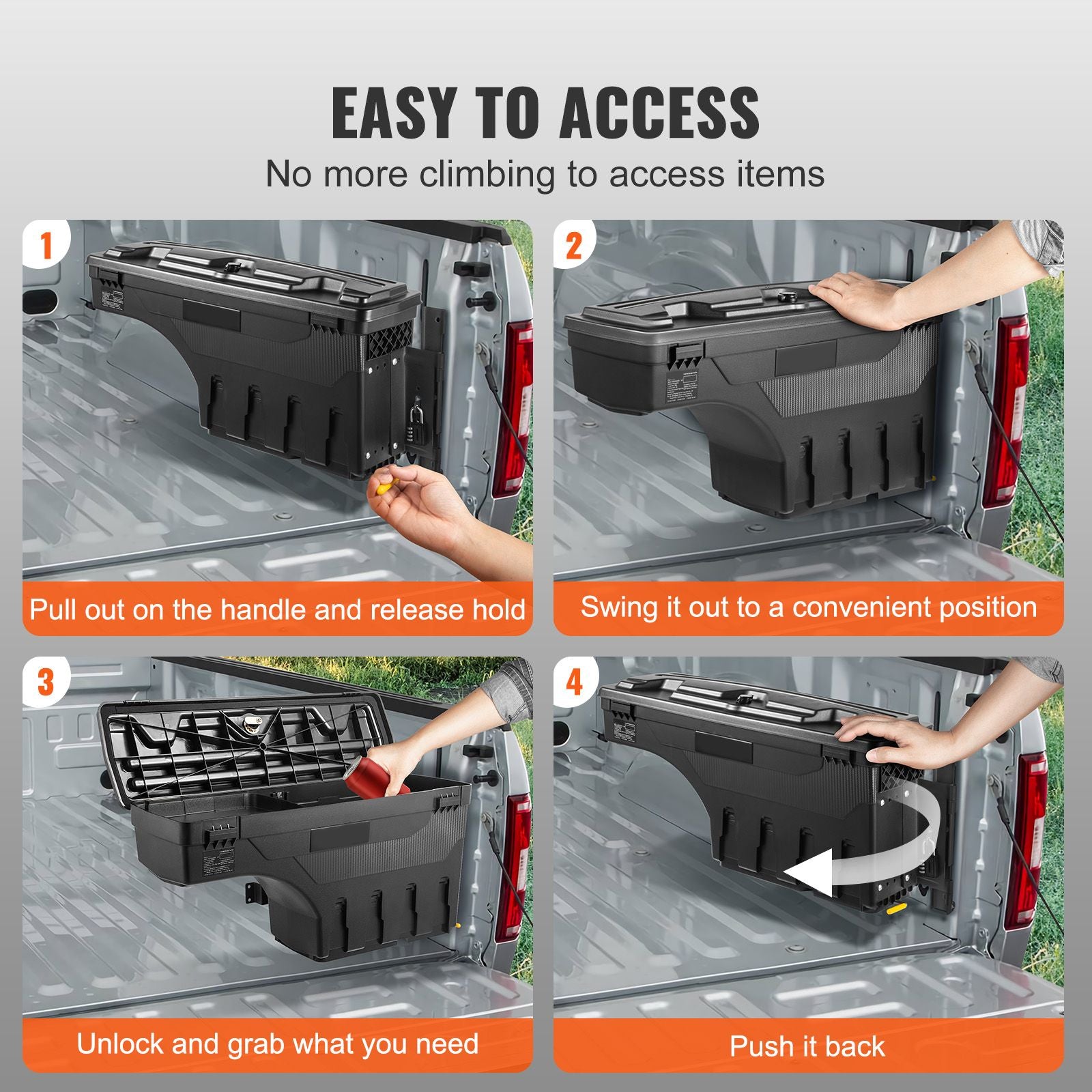 Truck Bed Swing Case Storage Box 25L Lockable Wheel Well Tool Box