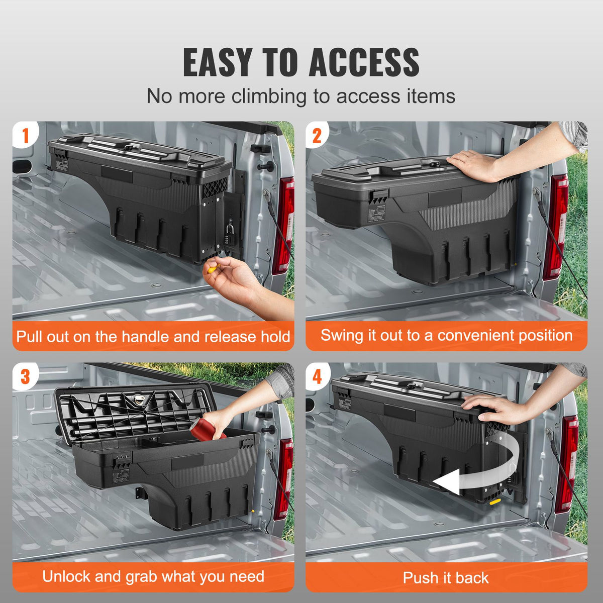 Truck Bed Swing Case Storage Box 25L Lockable Wheel Well Tool Box