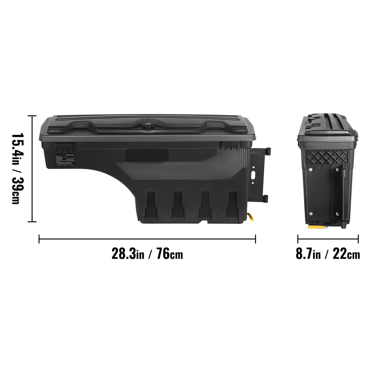 Truck Bed Swing Case Storage Box 25L Lockable Wheel Well Tool Box