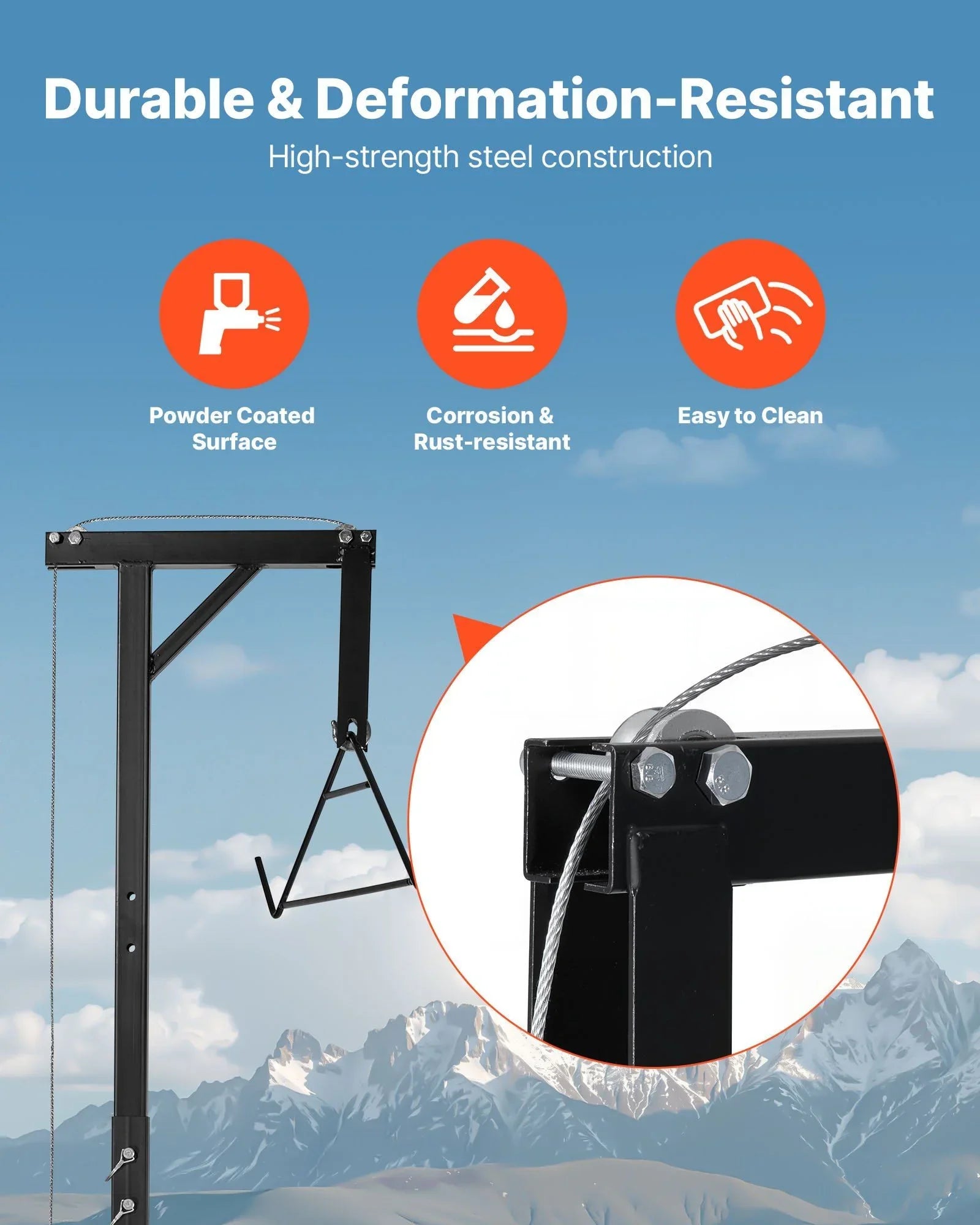 Truck Hitch Game Hoist, 400 lbs Load Capacity, Hunting Deer Hoist with 2-inch Receiver, 360-Degree Swivel Shaft & Adjustable Height, Includes Gambrel Winch for Skinning & Cleaning Game