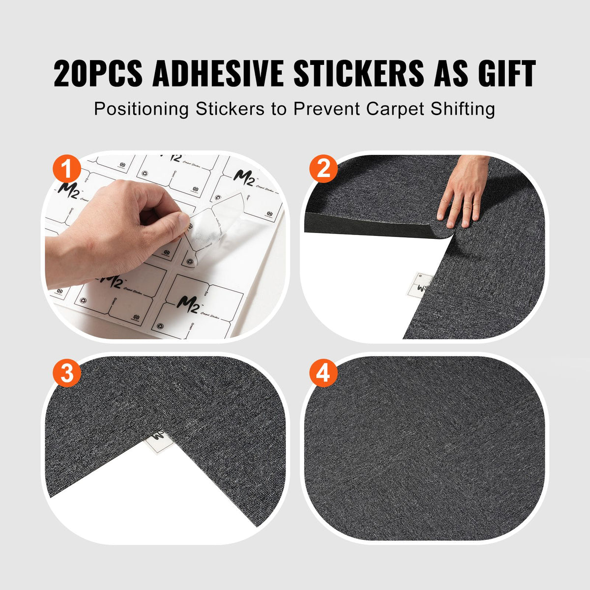 20PCS Reusable Carpet Tiles 20x20in Padded Carpet Squares Dark Gray