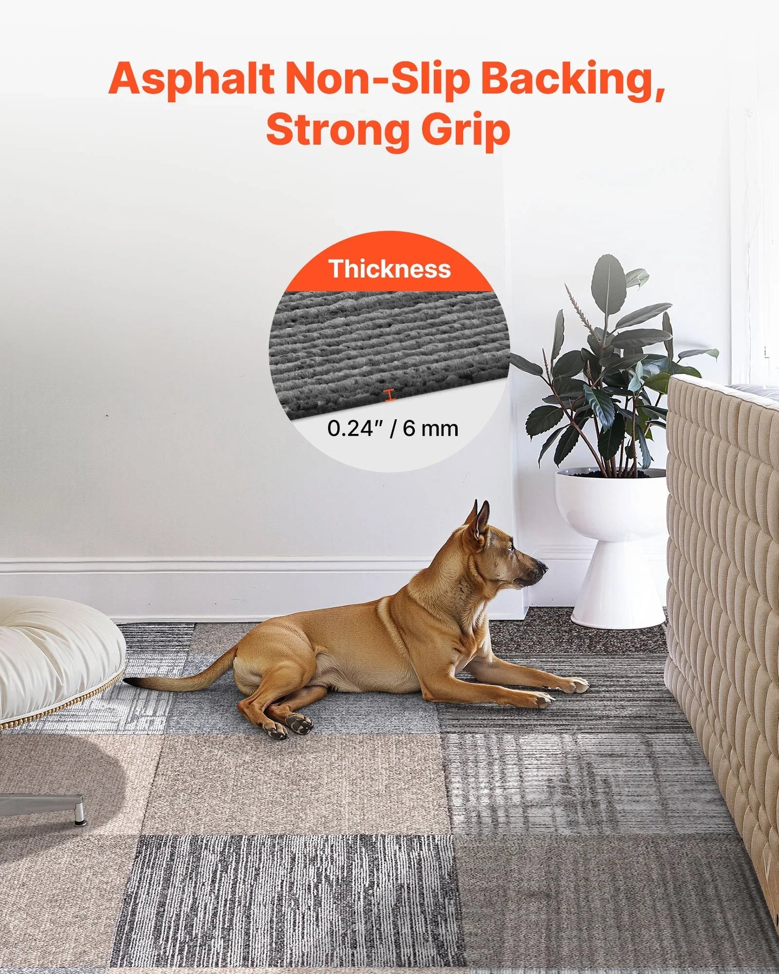 Carpet Tiles Reusable 508 x 508 mm, 24 PCS Modular Carpet Square Rug, Commercial Floor Soft Padded for Seamless Cover 6.2㎡, Easy DIY Replacement for Living Room Bedroom Office Indoor, Multicolor