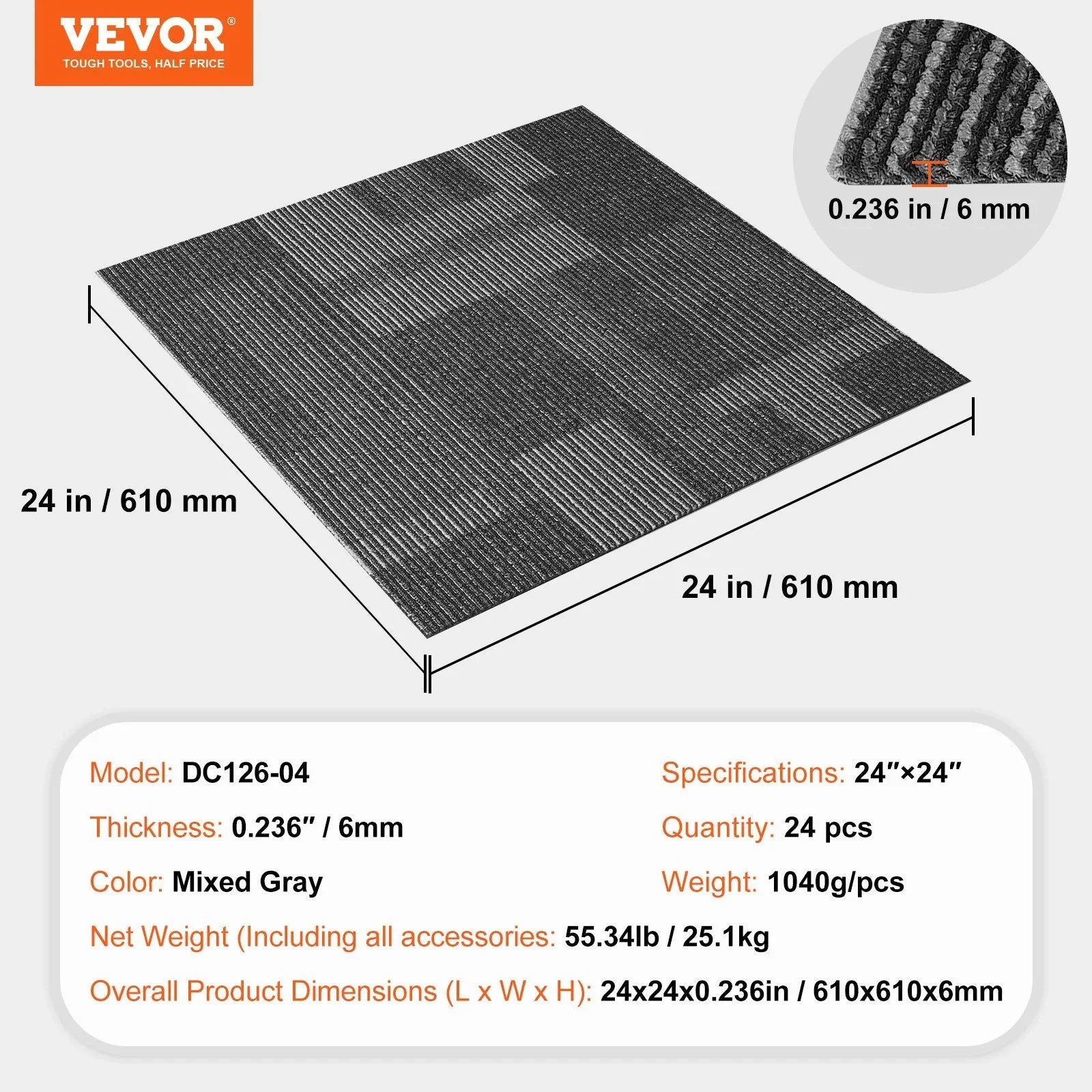 Carpet Tiles Reusable, 24